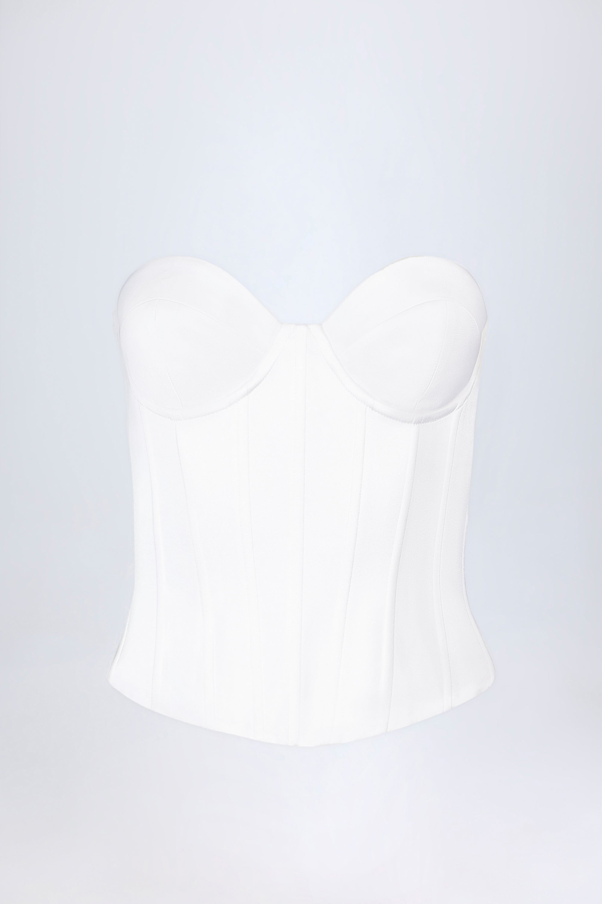 Satin Lace-Up Bustier Corset Top in White