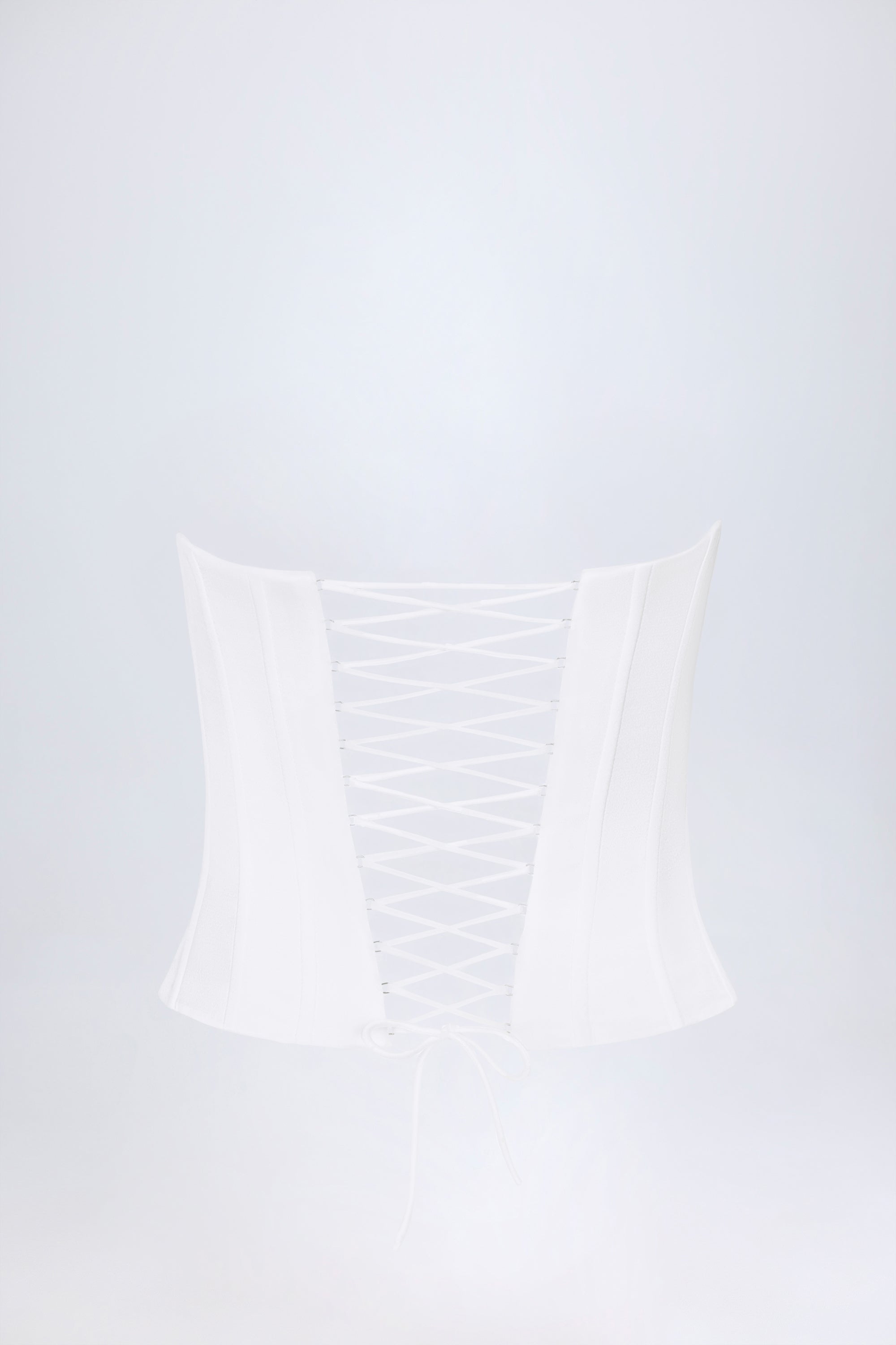 Satin Lace-Up Bustier Corset Top in White