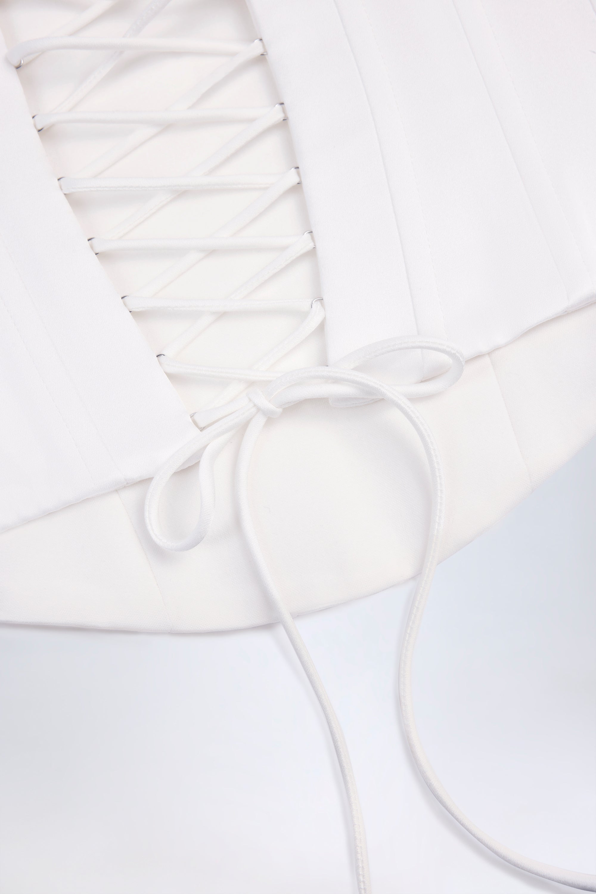 Satin Lace-Up Bustier Corset Top in White