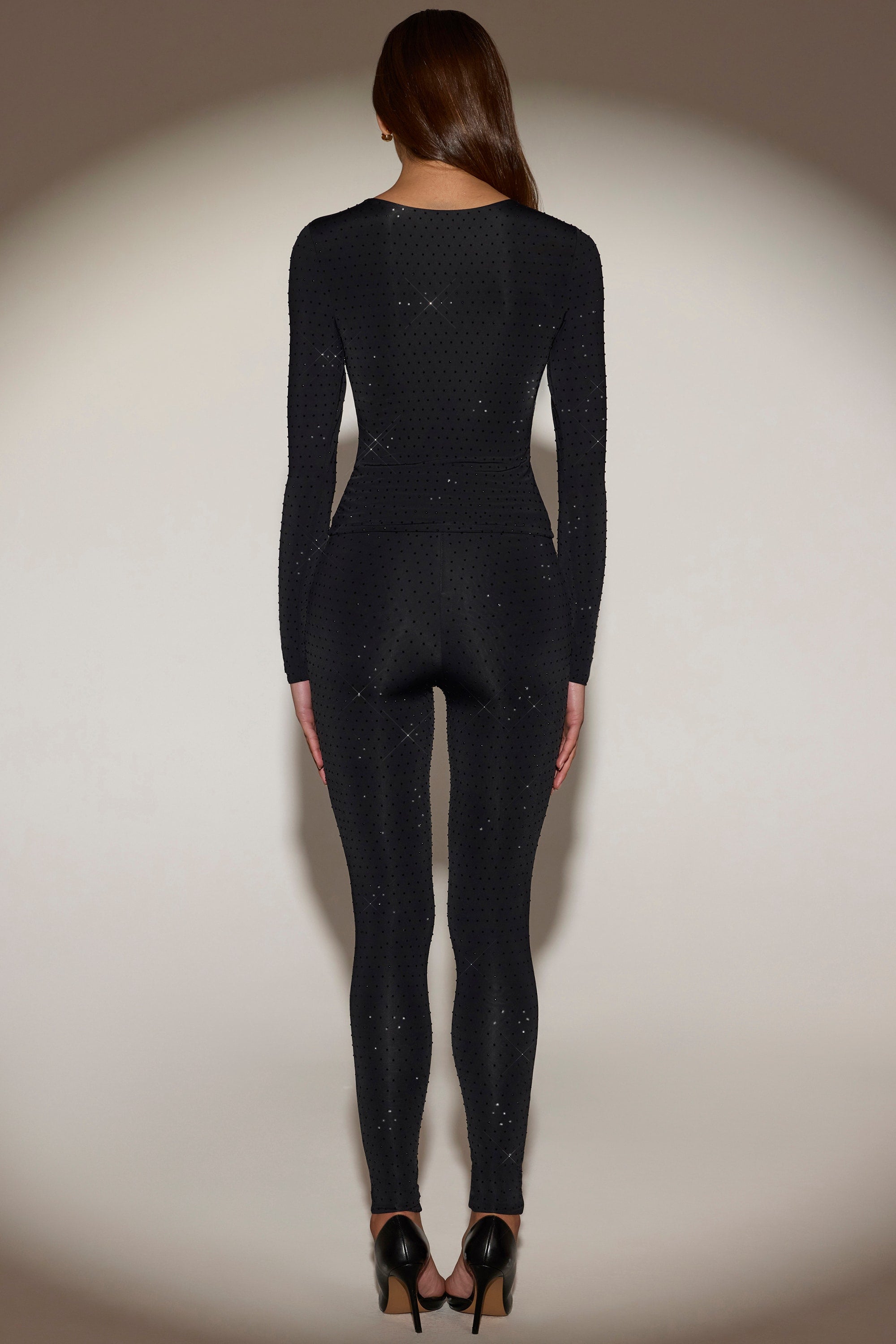 Embellished Jersey High-Waisted Leggings in Black - 2