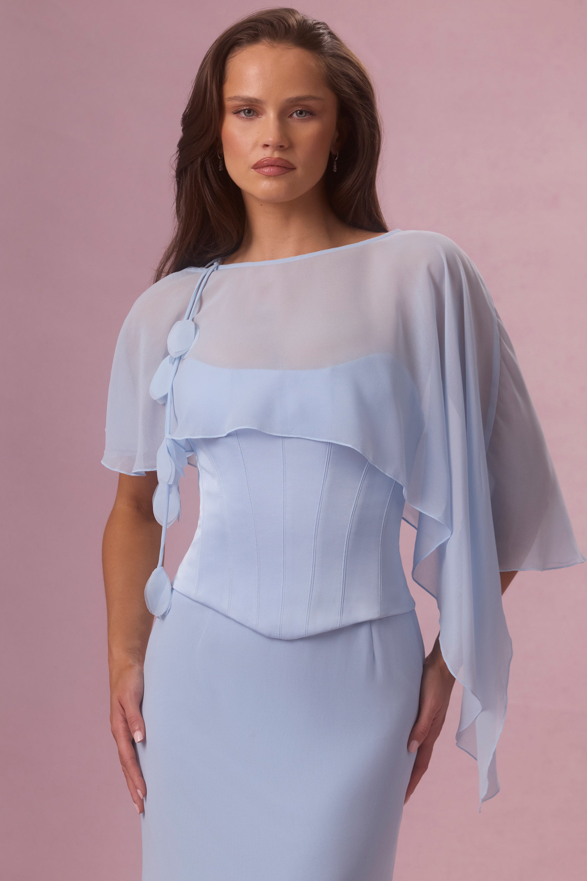Chiffon Cape in Powder Blue - 1