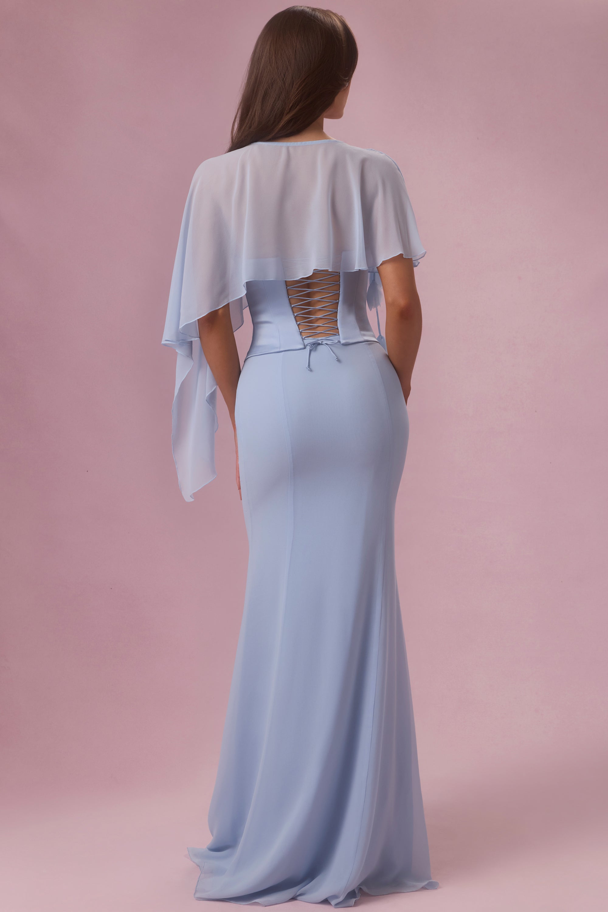 Chiffon Cape in Powder Blue - 2