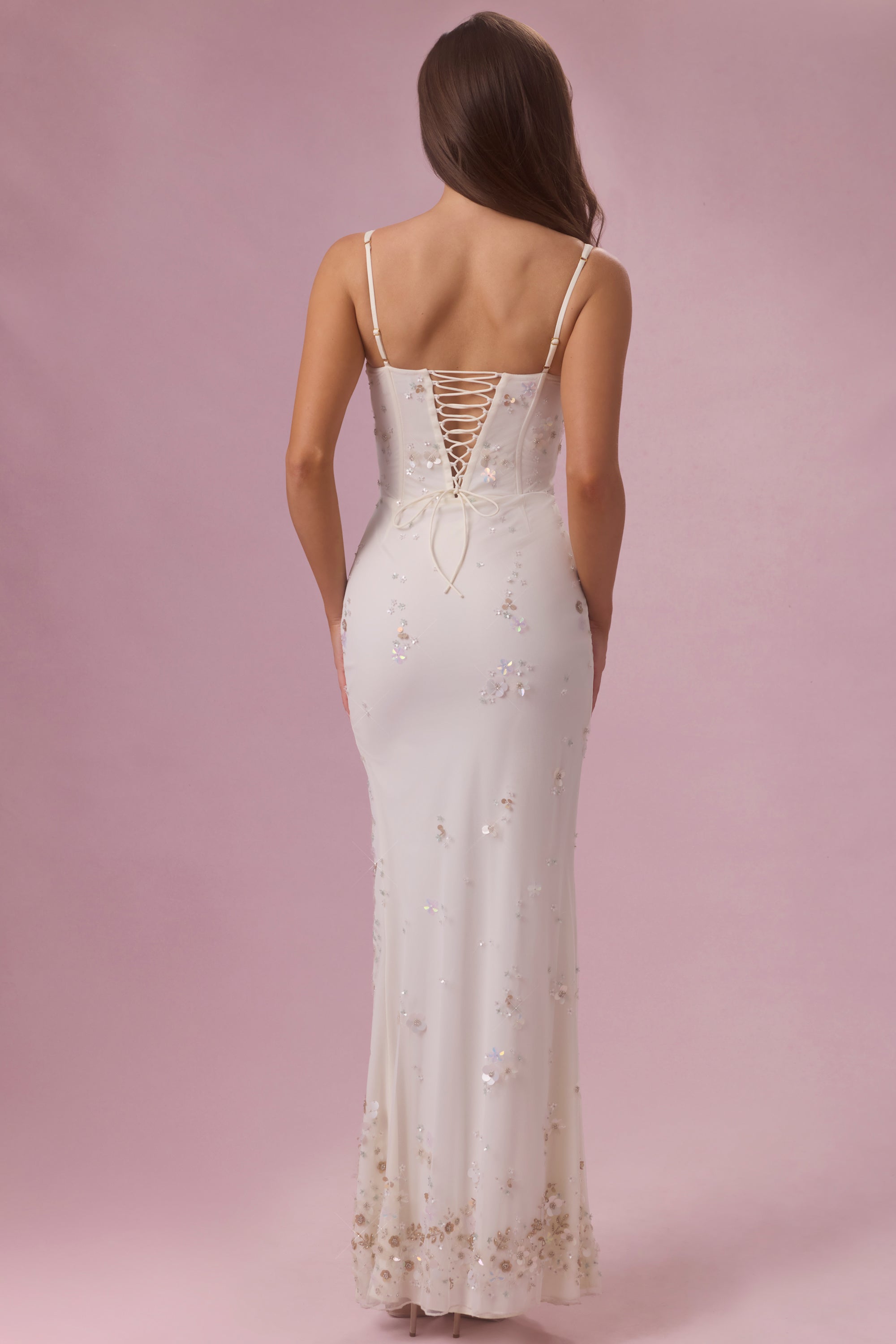 Embellished Corset Maxi Dress in Ivory - 2