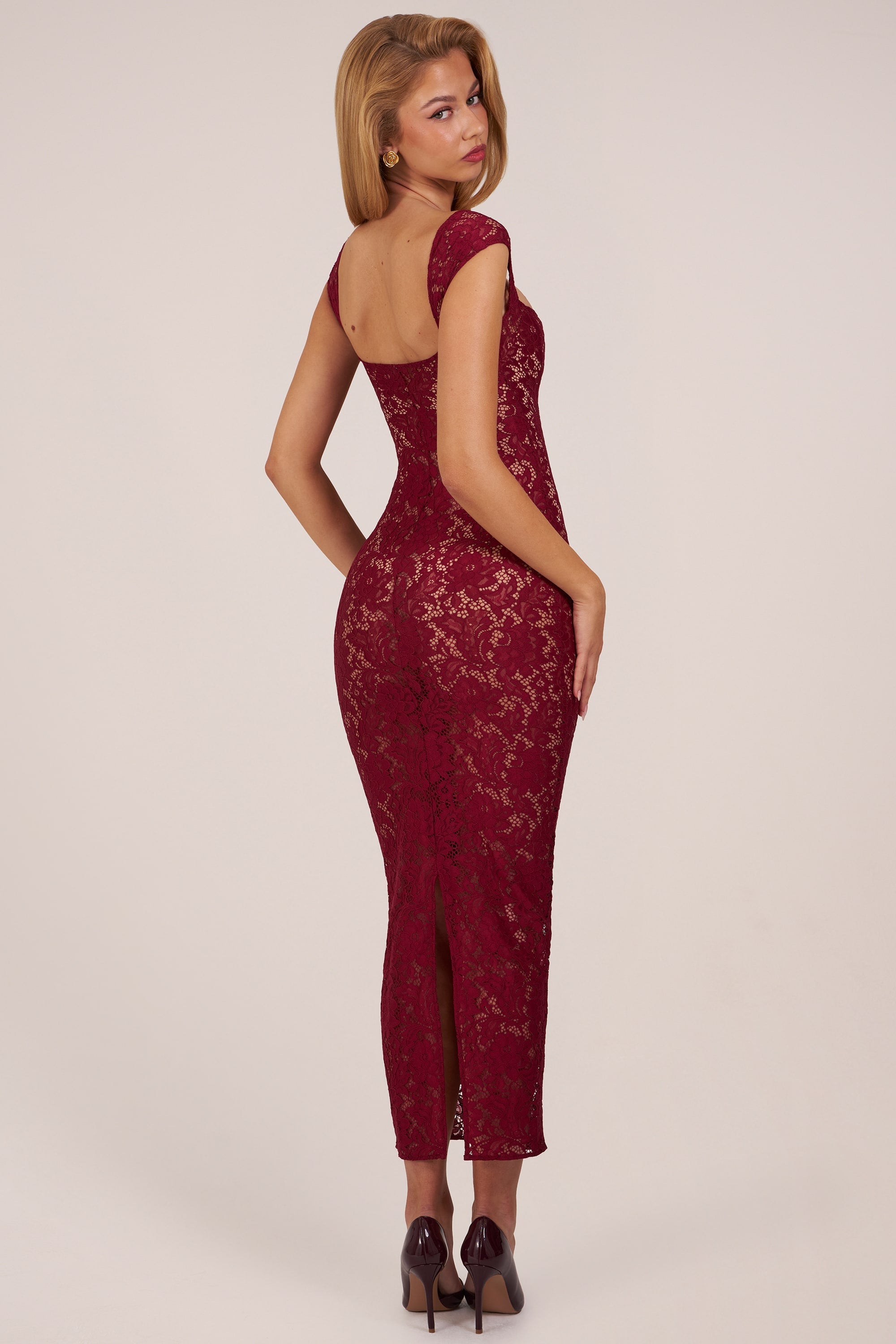 Sweetheart-Neck Maxi Dress in Cherry Red - 2