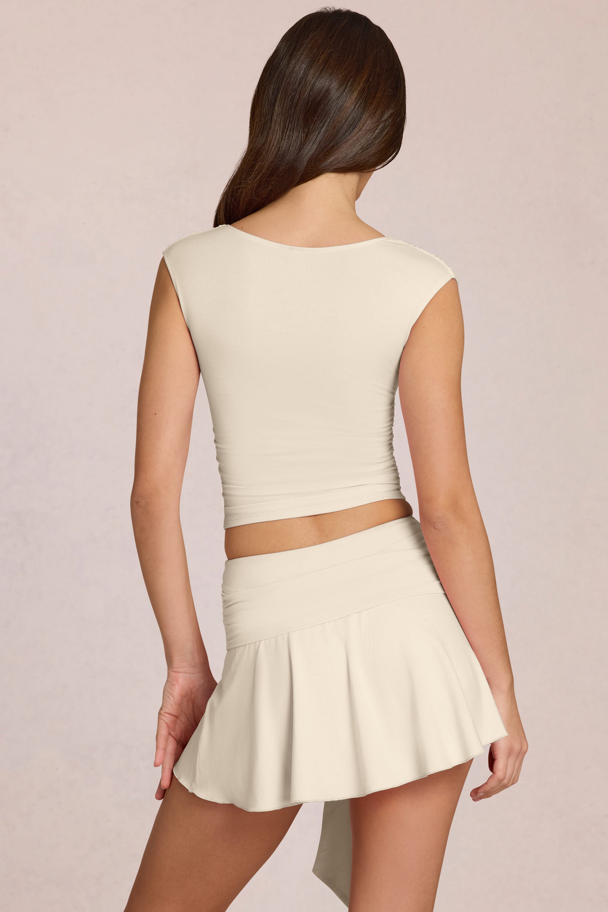 Modal Plunge Top in Ivory - 2