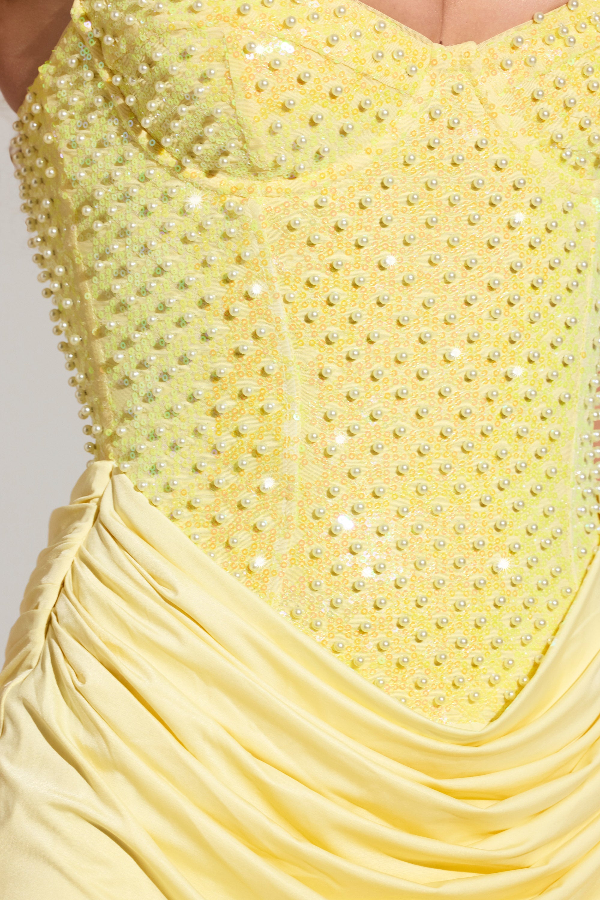 Embellished Corset Mini Dress  in Lemon Yellow