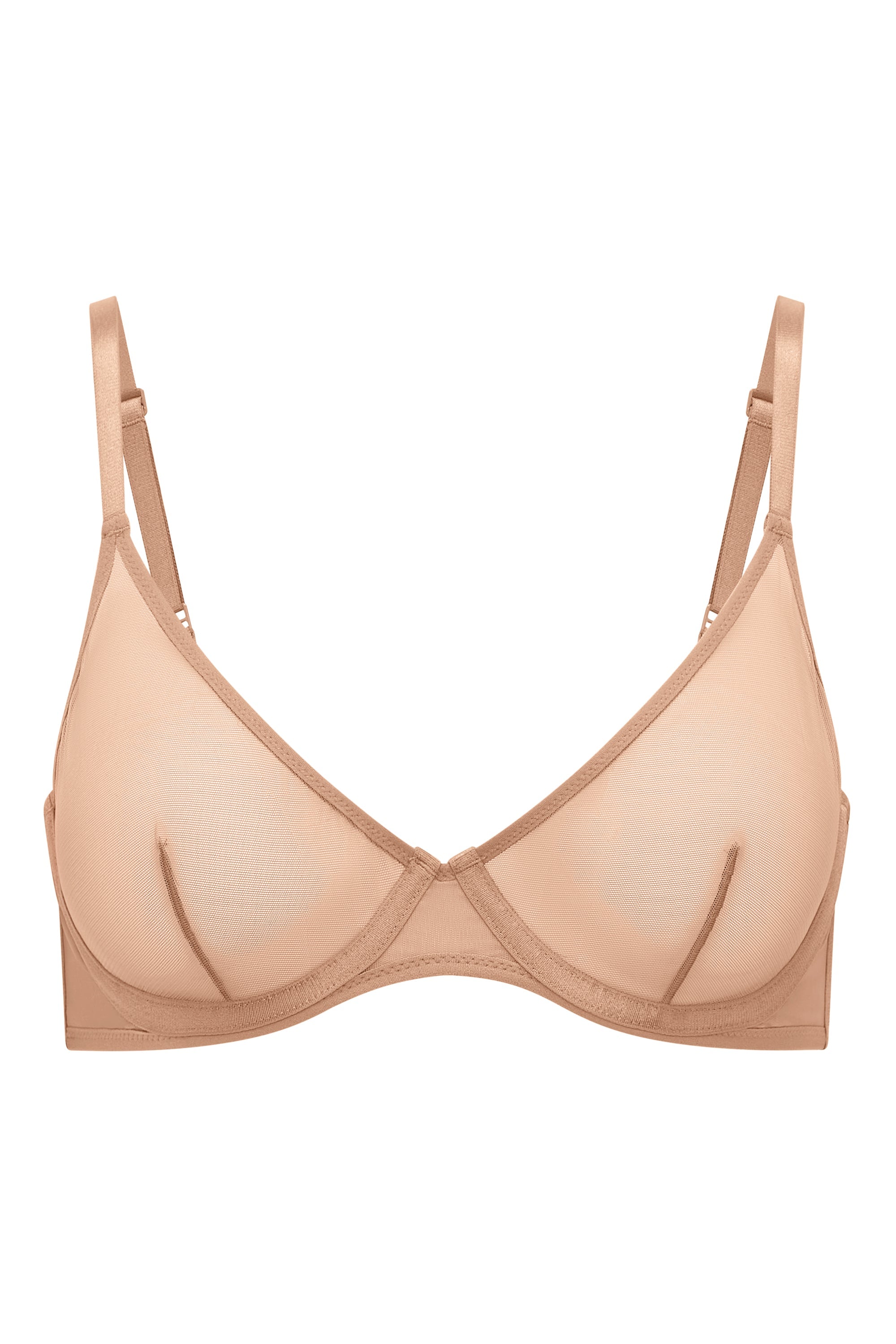 Soft Mesh Single Layer Underwired Bra in Warm Peach - 2