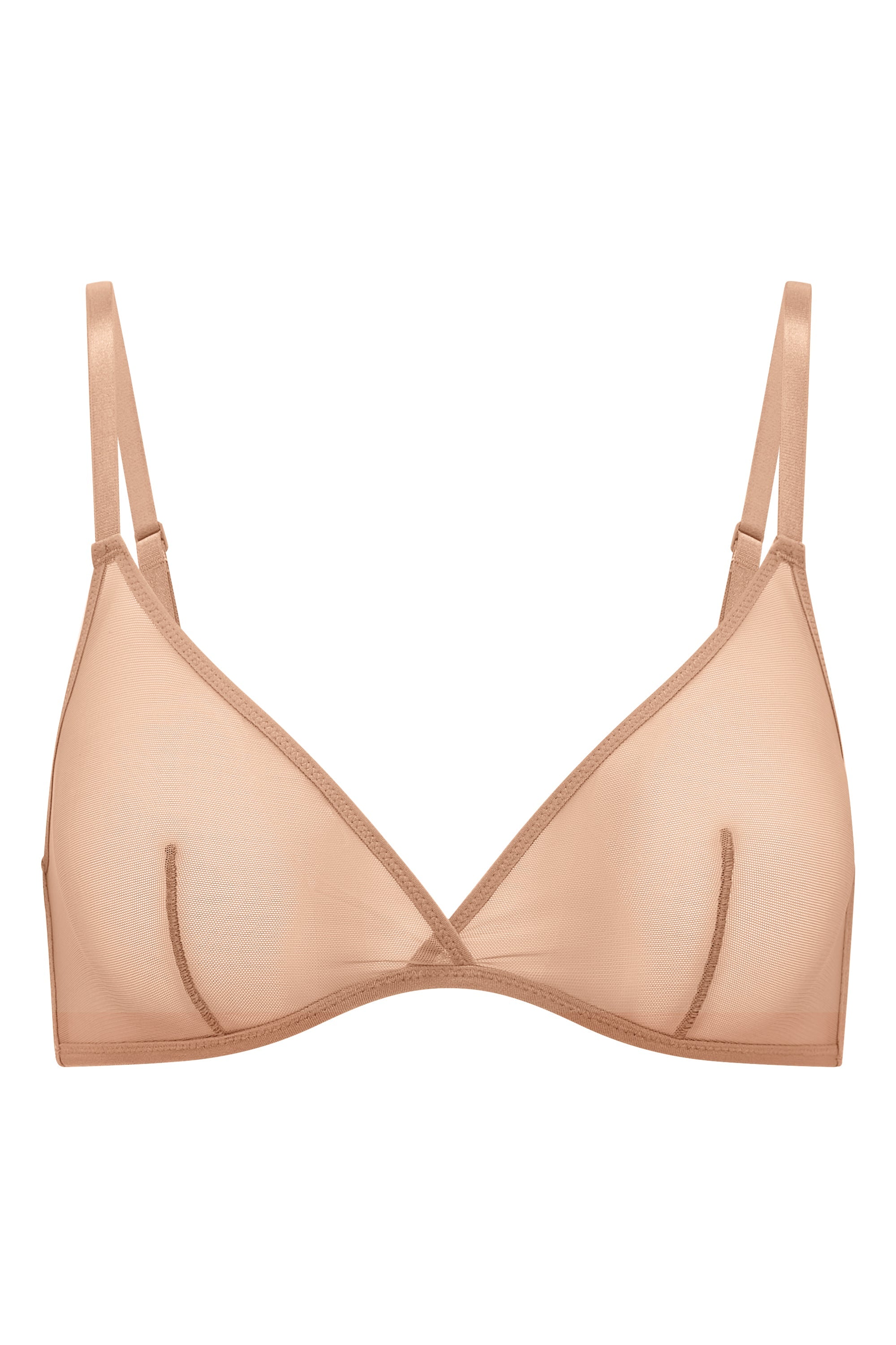 Soft Mesh Single Layer Triangle Bra in Warm Peach - 2