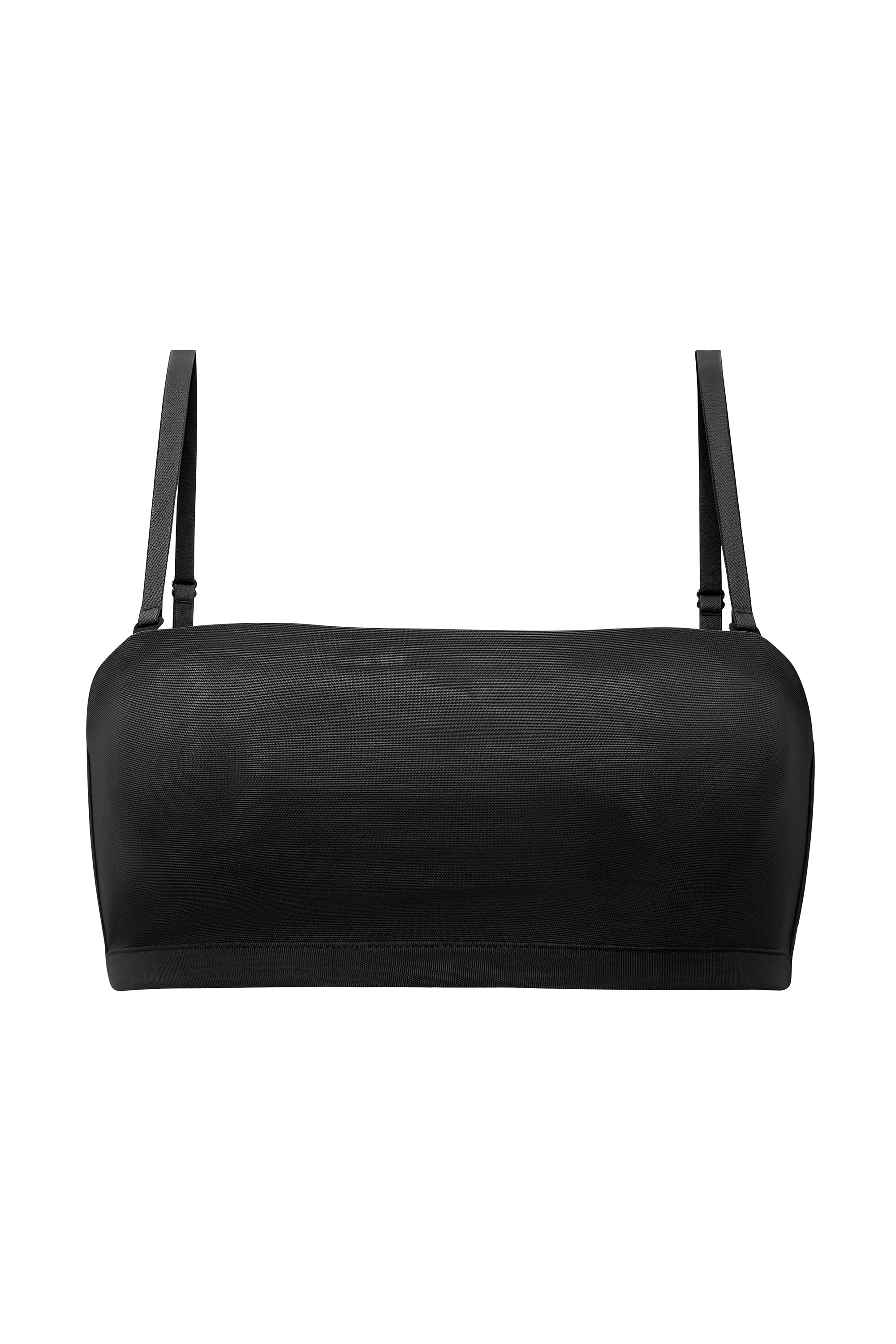 Soft Mesh Bandeau Bra in Black - 2