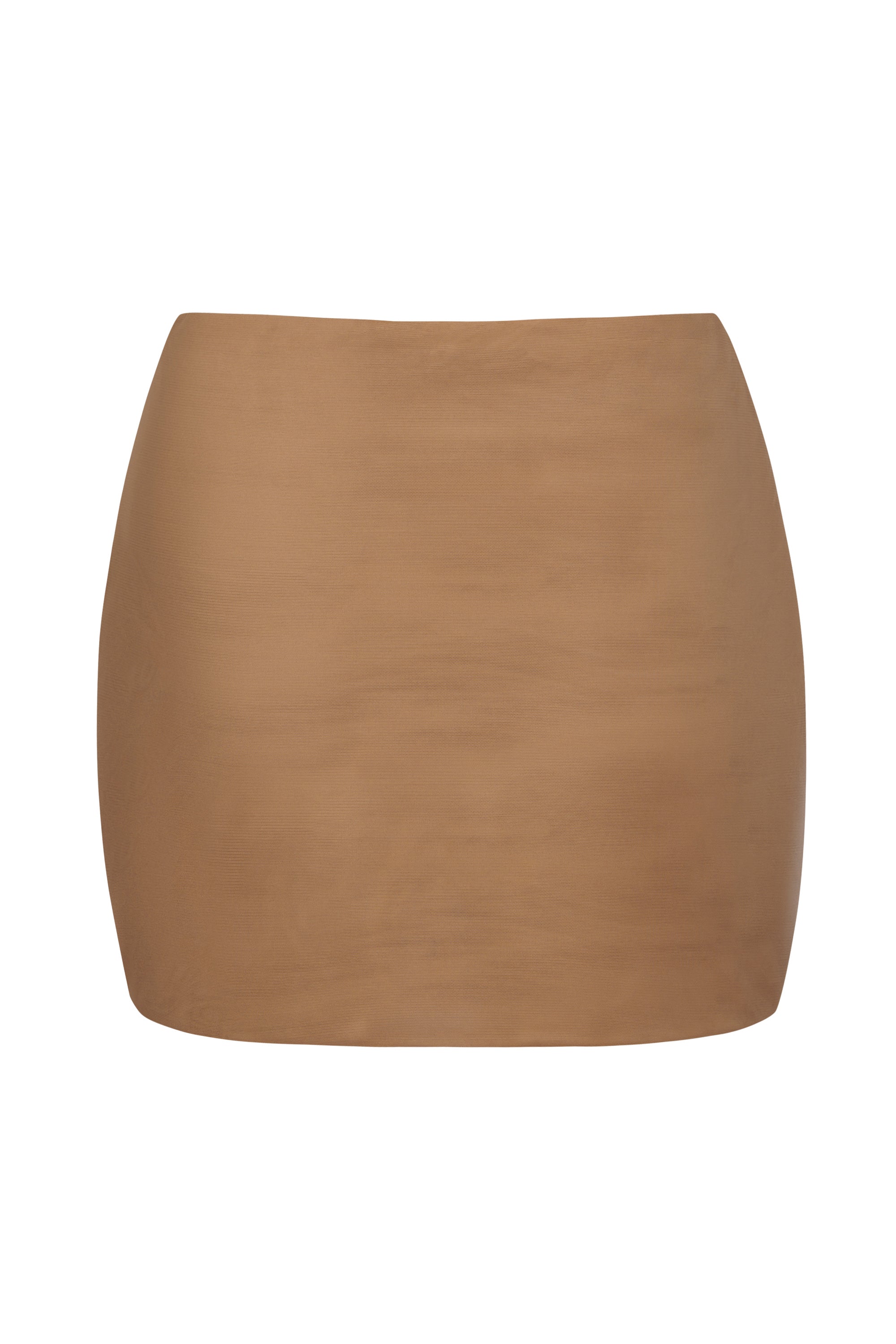 Soft Mesh Low-Rise Micro Mini Slip Skirt in Almond - 2