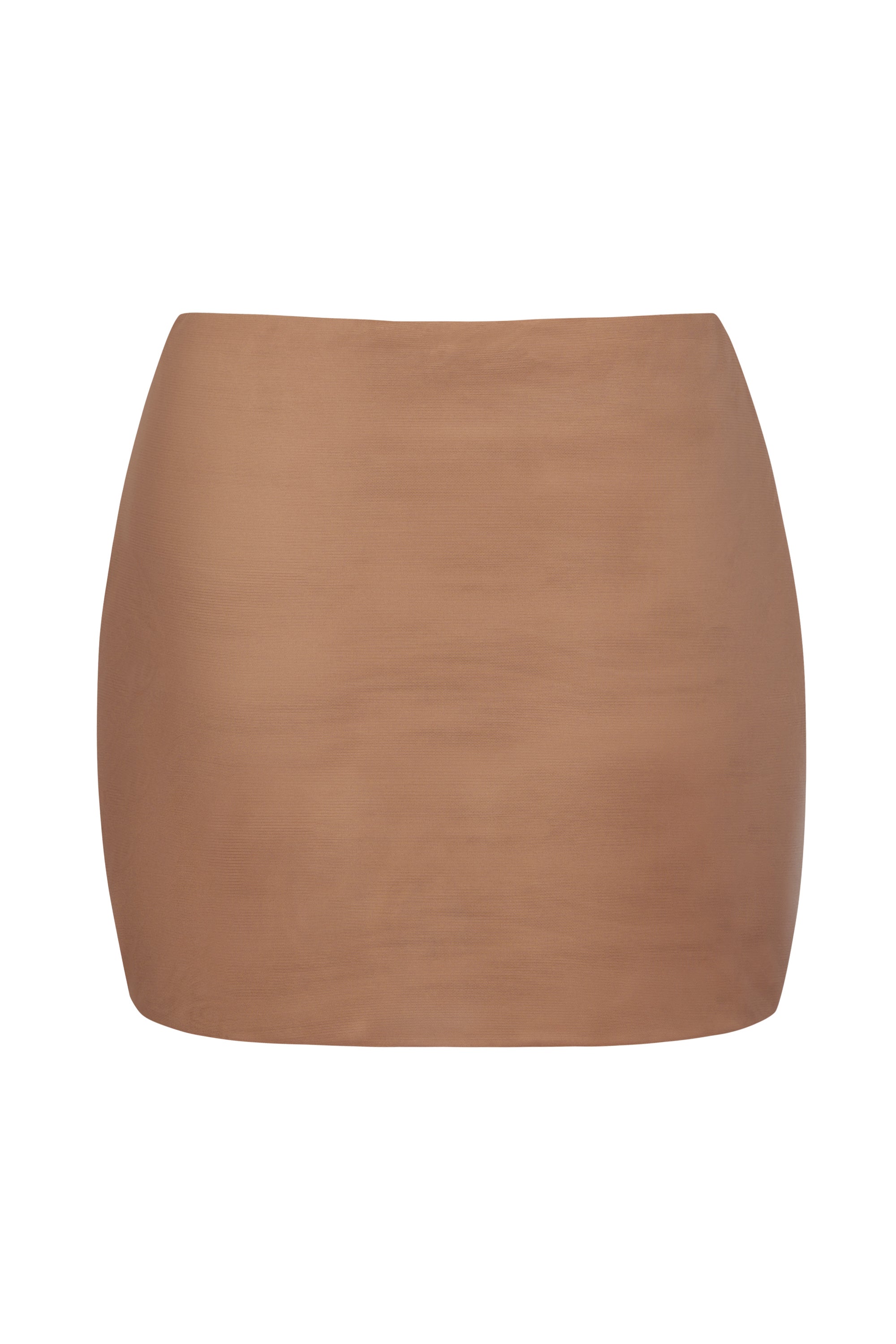 Soft Mesh Low-Rise Micro Mini Slip Skirt in Honey - 2