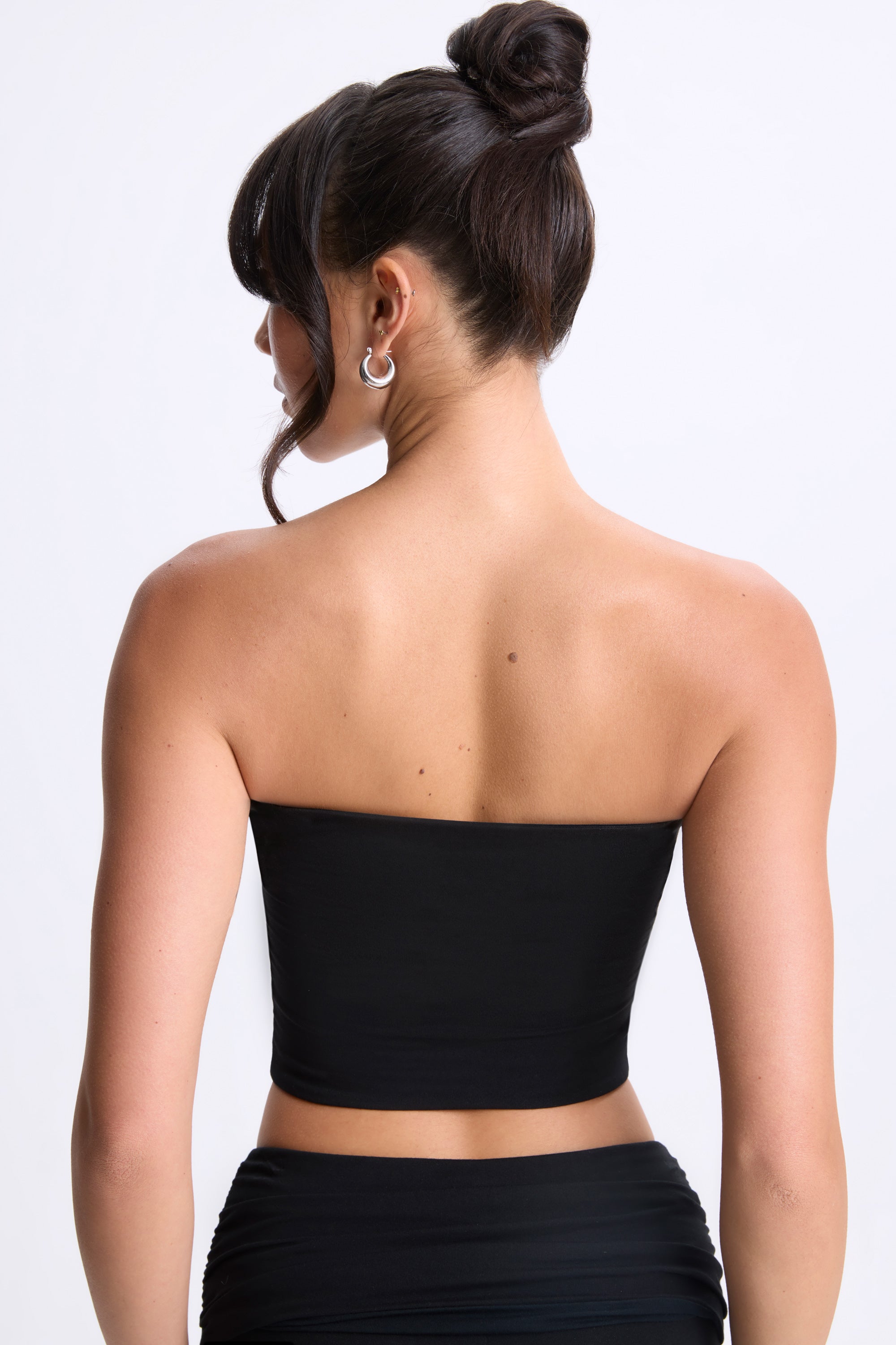 Modal Twist-Front Bandeau Top in Black - 2