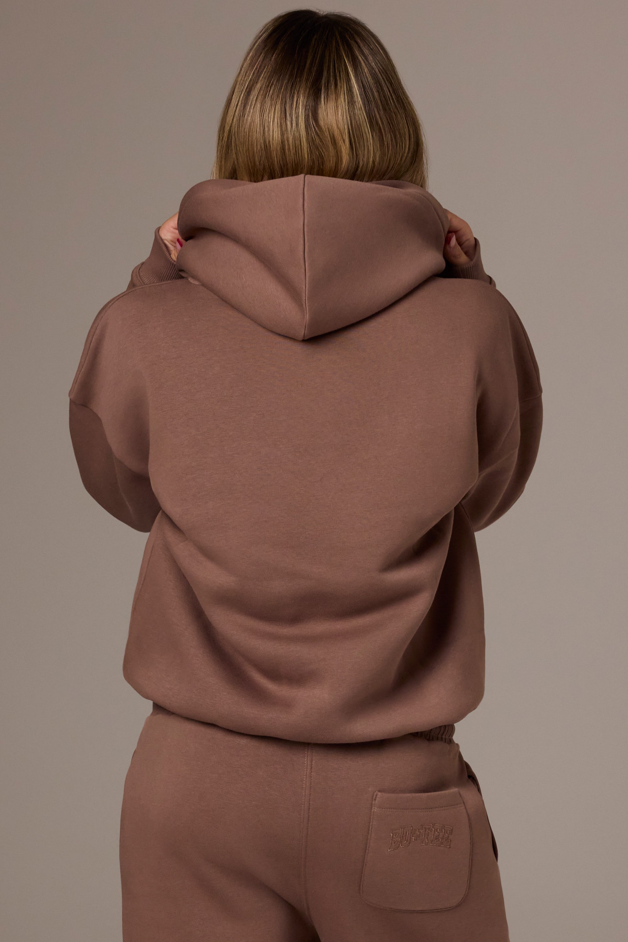 Embroidered Oversized Hoodie in Cocoa - 2