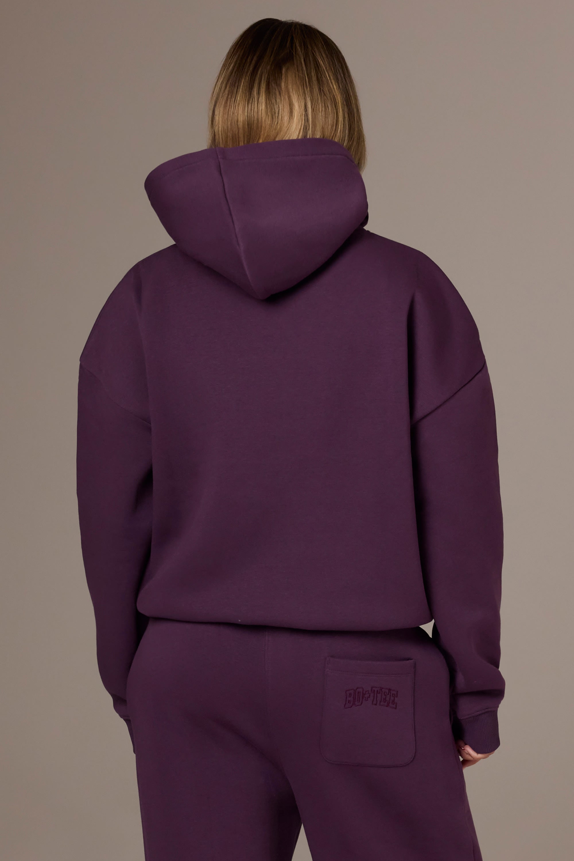 Embroidered Oversized Hoodie in Plum - 2