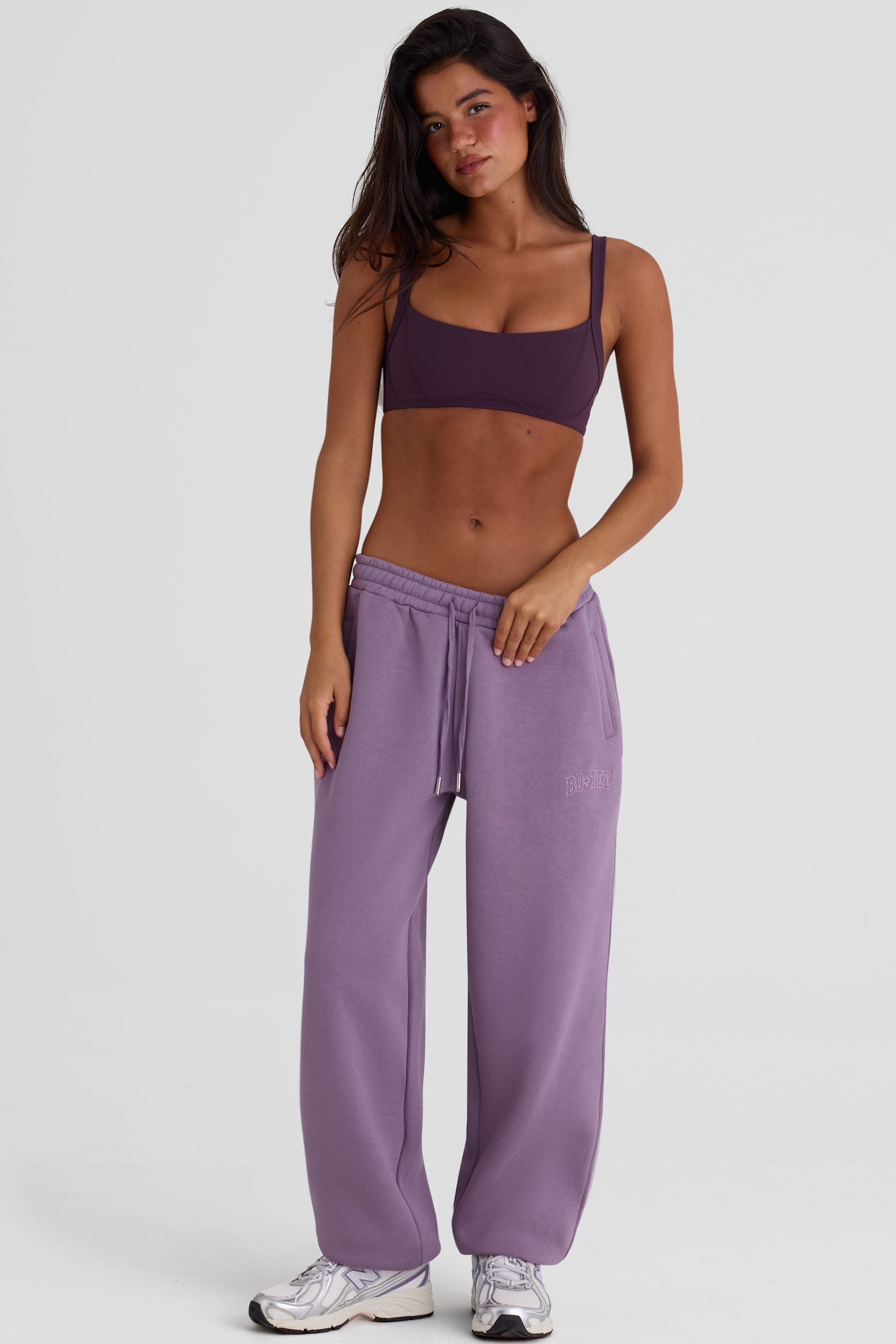 Brushed Jersey Mid-Rise Relaxed Joggers in Dusk - 1