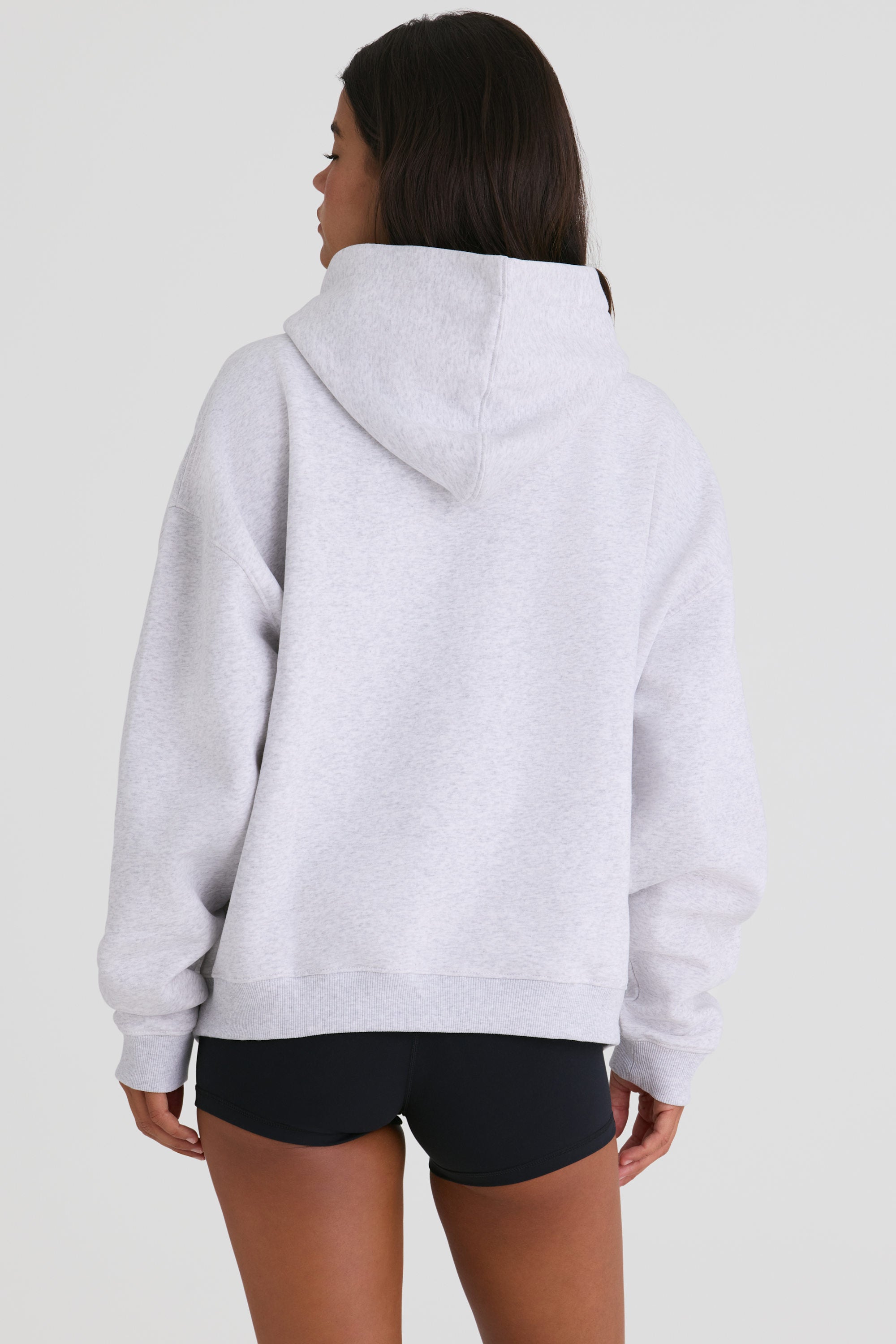 Soft Cotton Jersey Oversized Hoodie in Heather Grey - 2