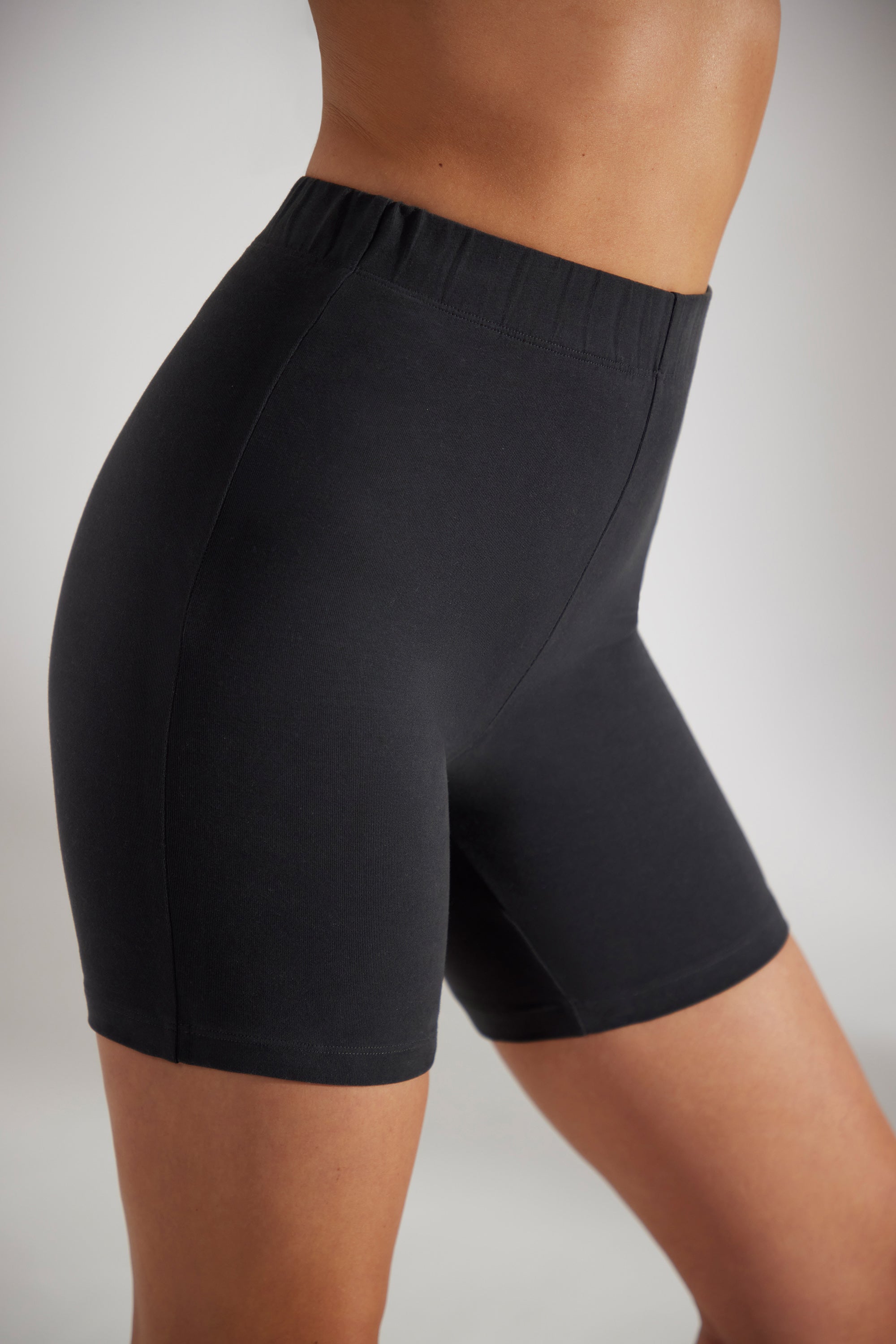 Soft Cotton Biker Shorts in Black - 1