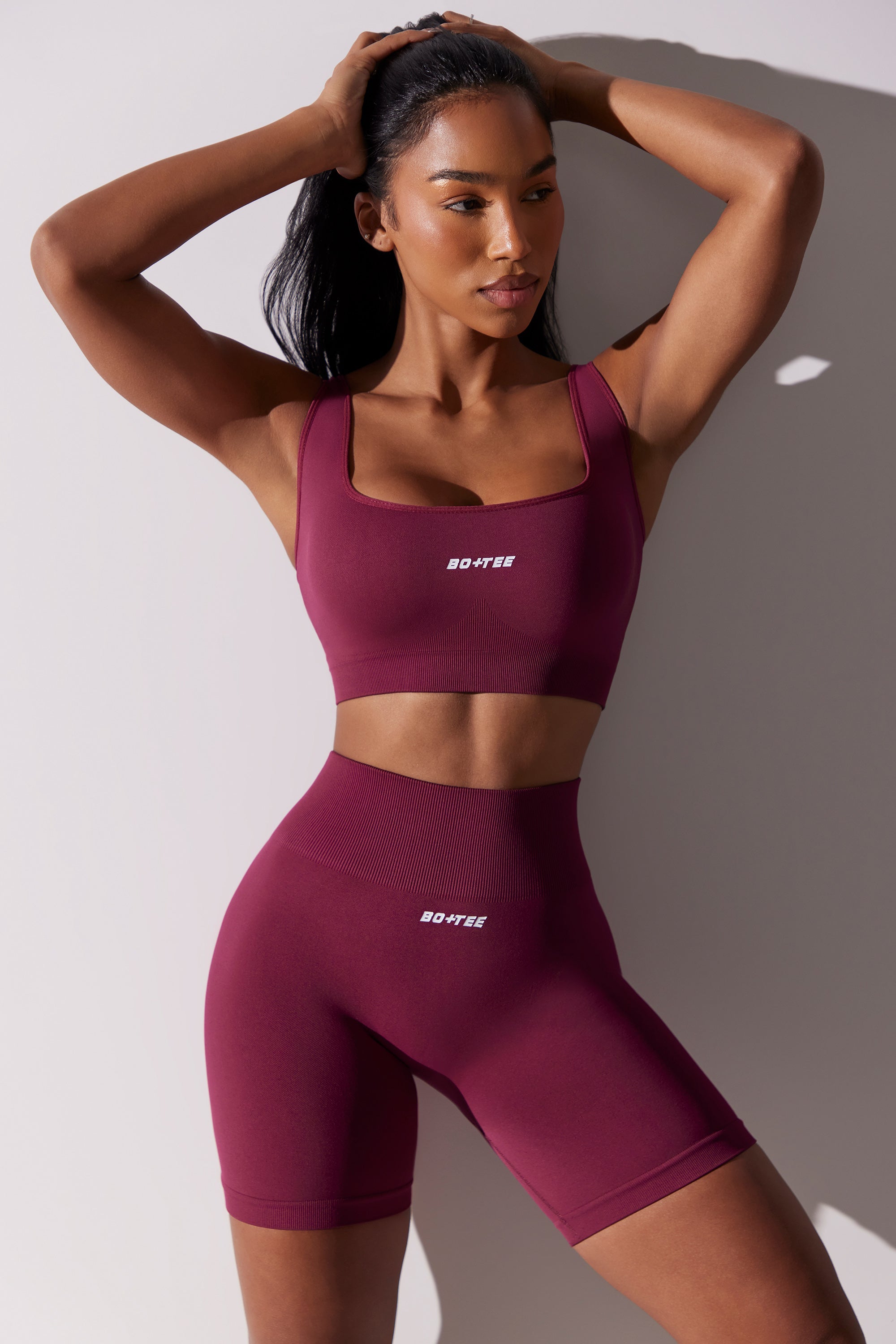 High Waist Super Sculpt Biker Shorts in Plum - 1