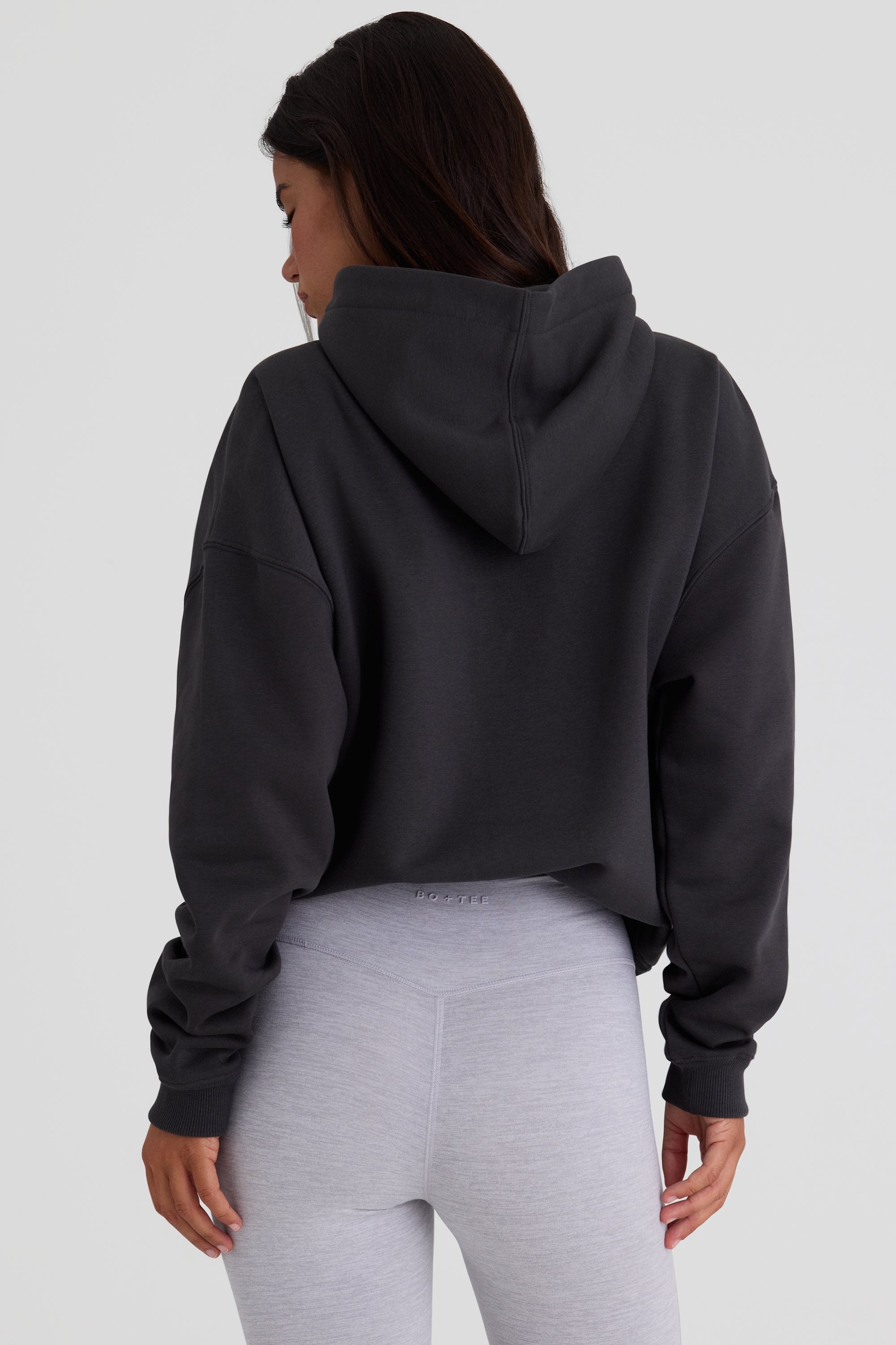 Soft Cotton Fleece Oversized Hoodie in Black - 2