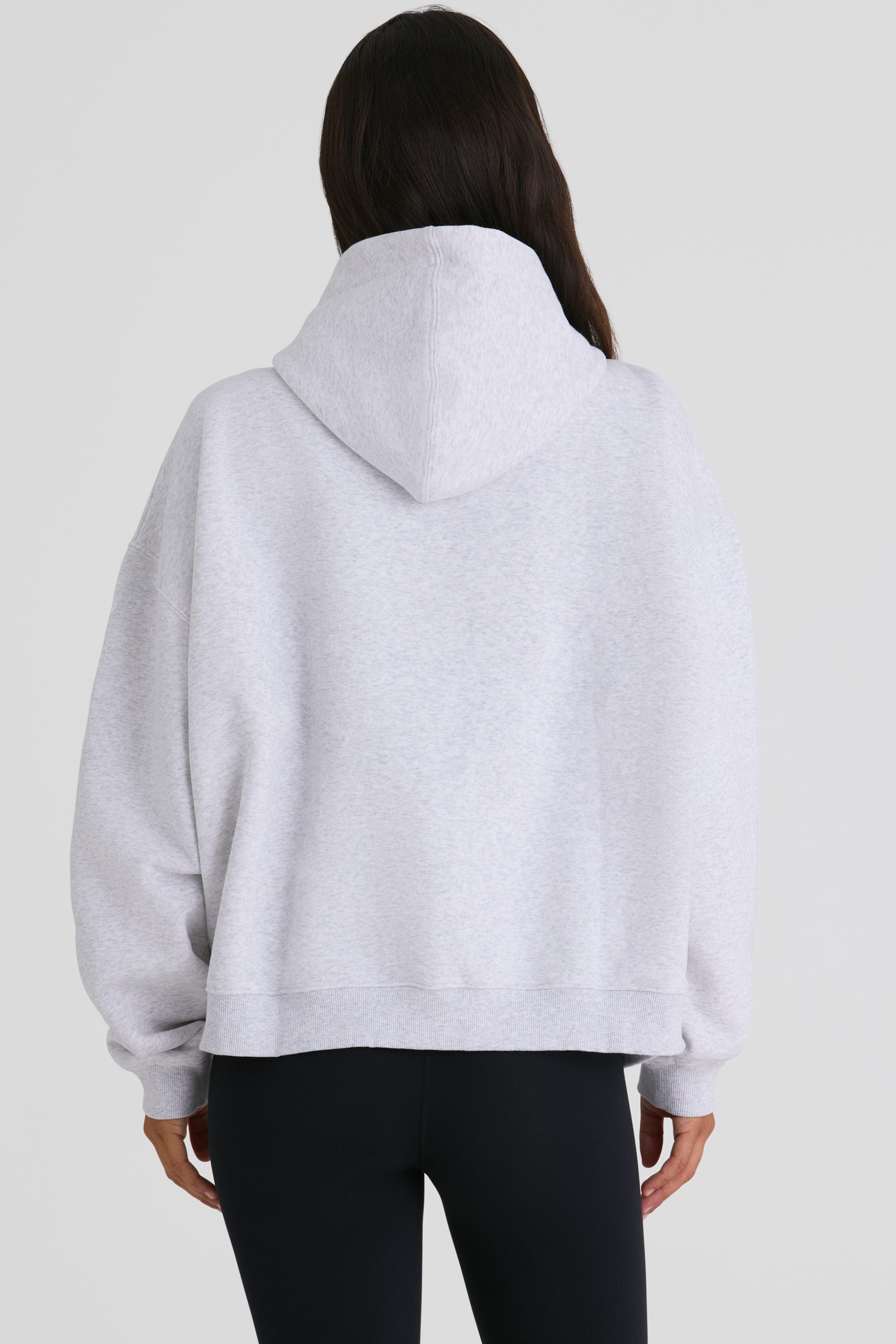 Soft Cotton Fleece Oversized Hoodie in Marl Grey - 2