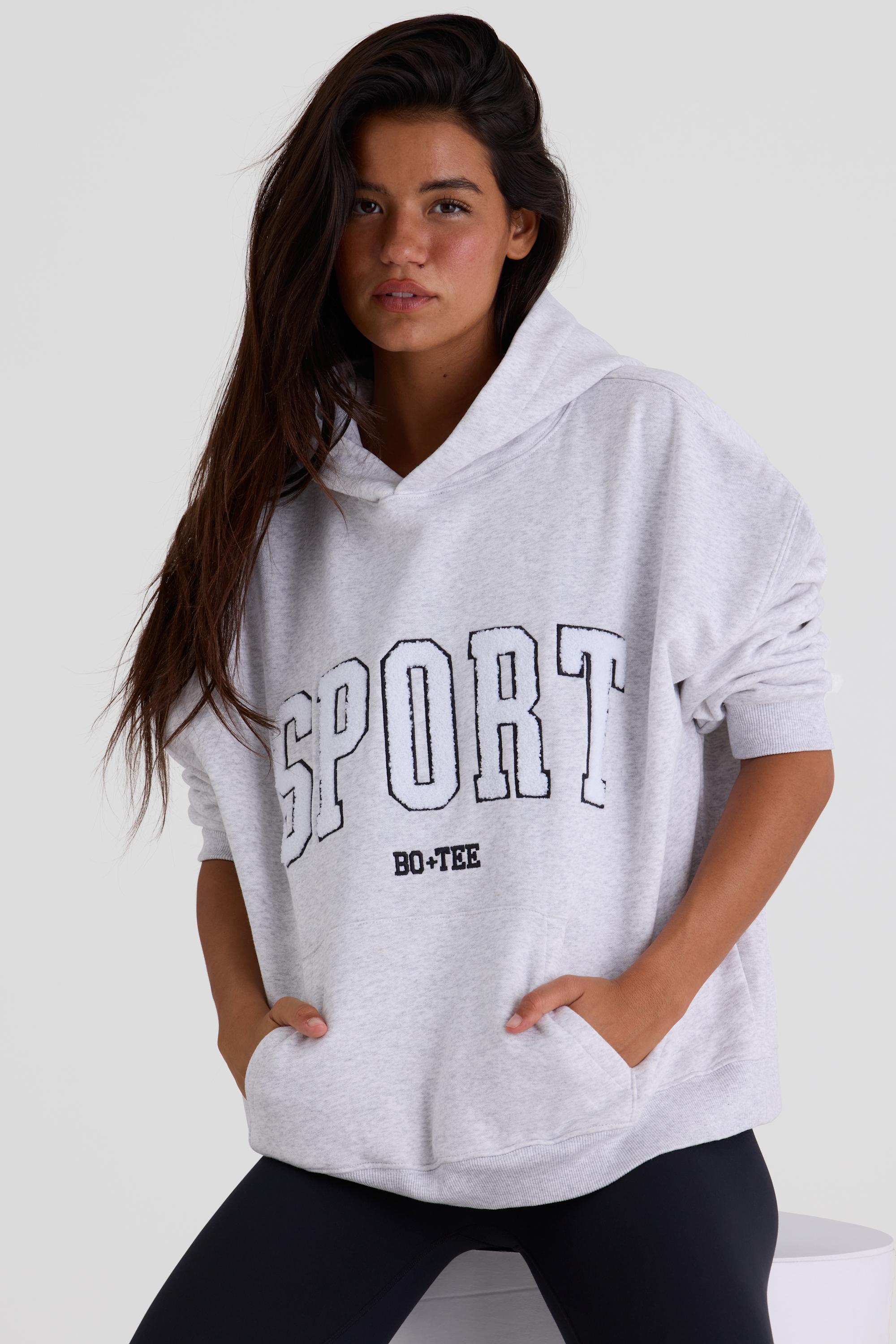 Soft Cotton Fleece Oversized Hoodie in Marl Grey - 1