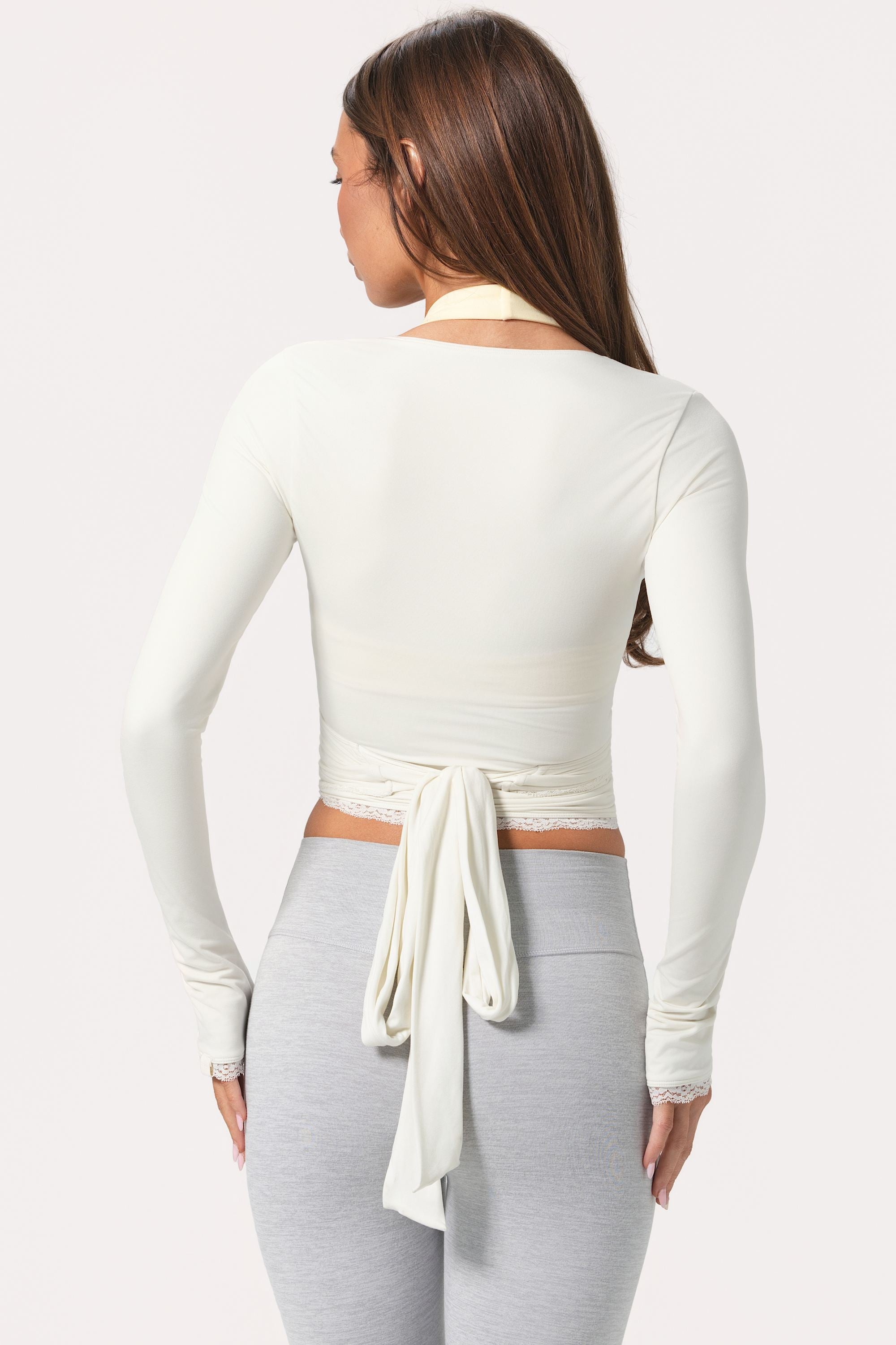 Soft Jersey Wrap Top in Milk - 2