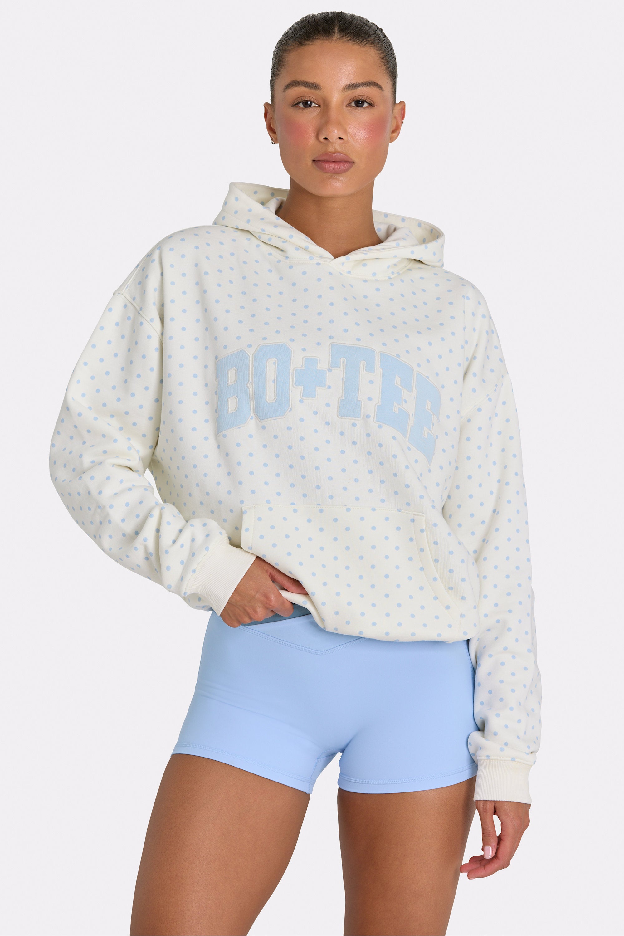 Oversized Applique Hoodie in Milk Polka Dot - 1