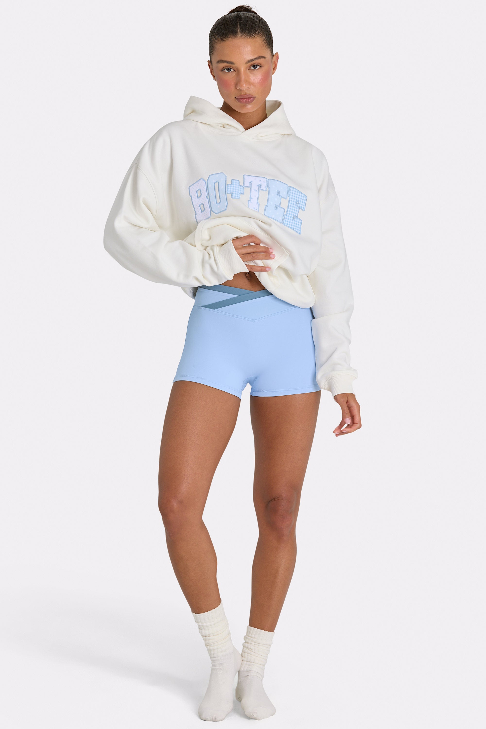 Oversized Applique Hoodie in Milk