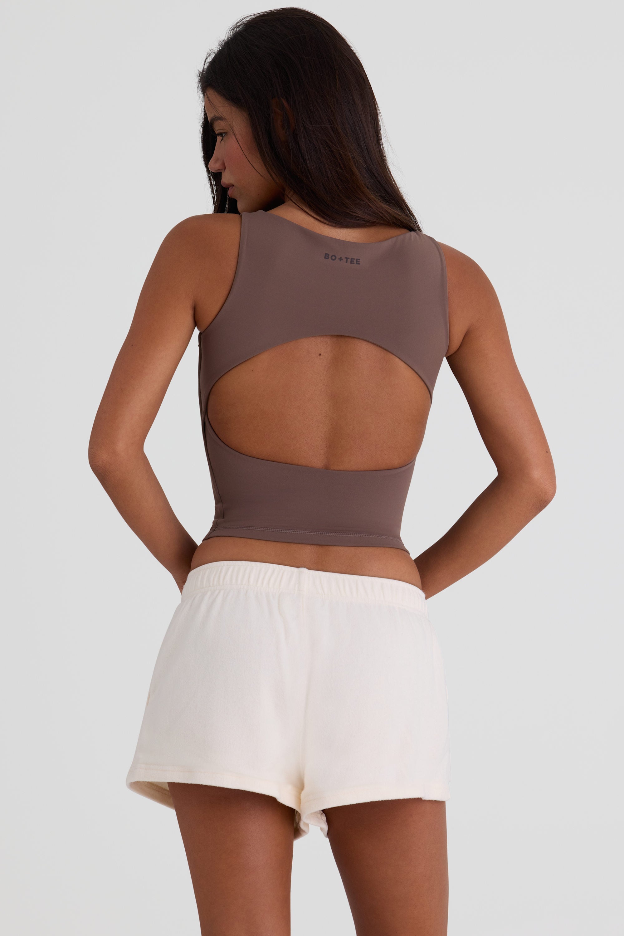Brushed Jersey Elasticated Mini Shorts in Ecru