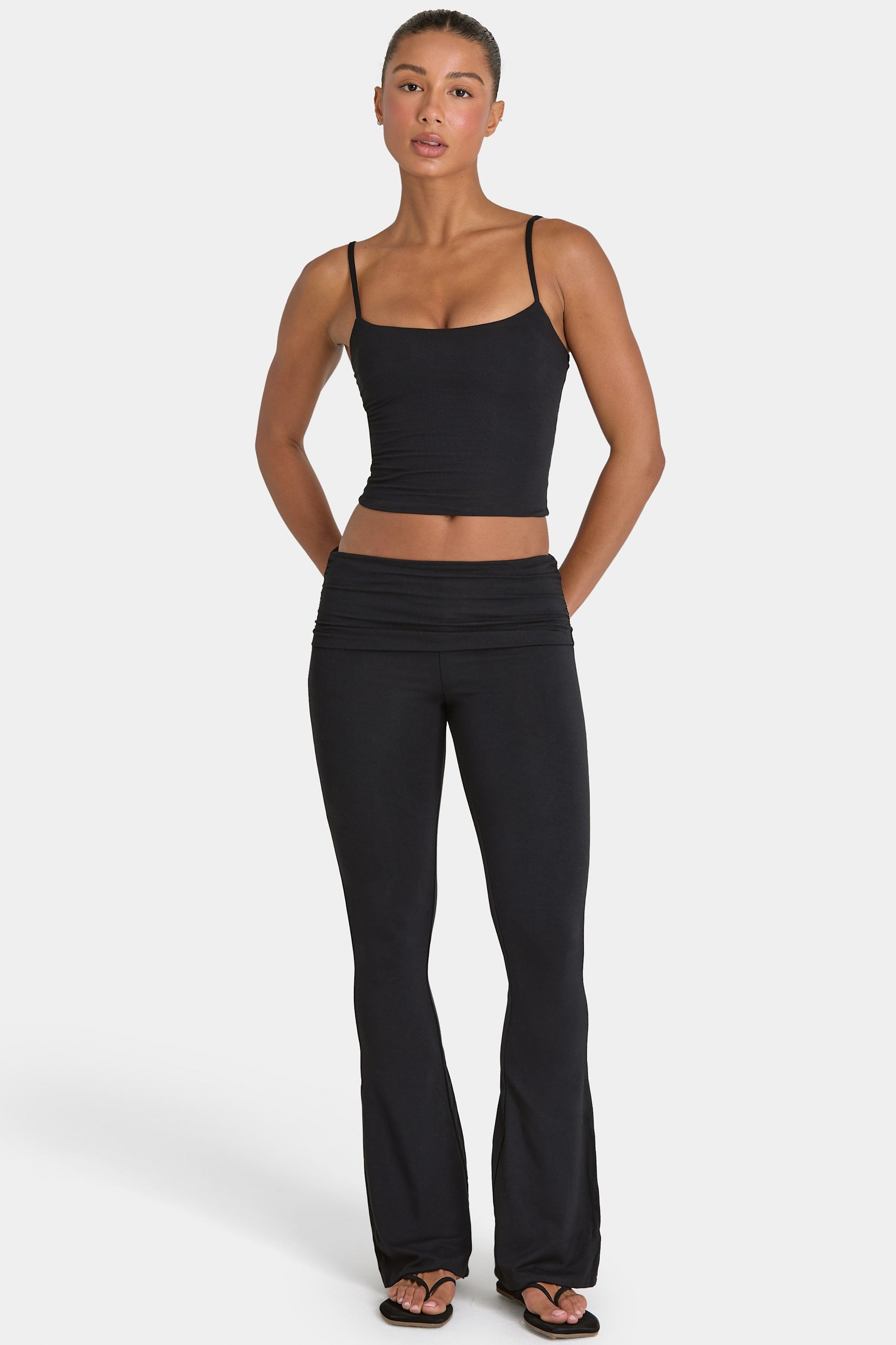 Modal Cropped Tank Top in Black