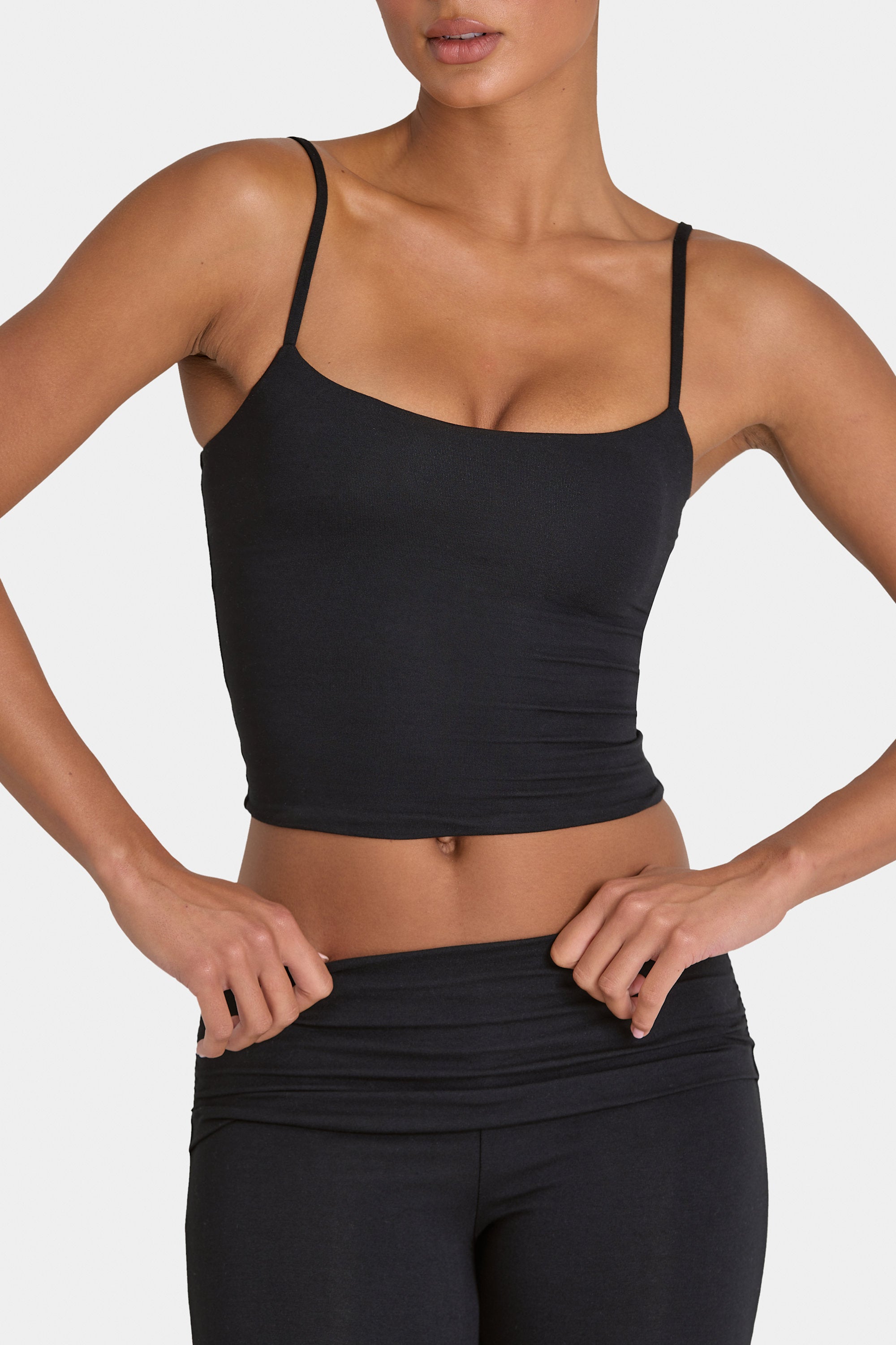 Modal Cropped Tank Top in Black
