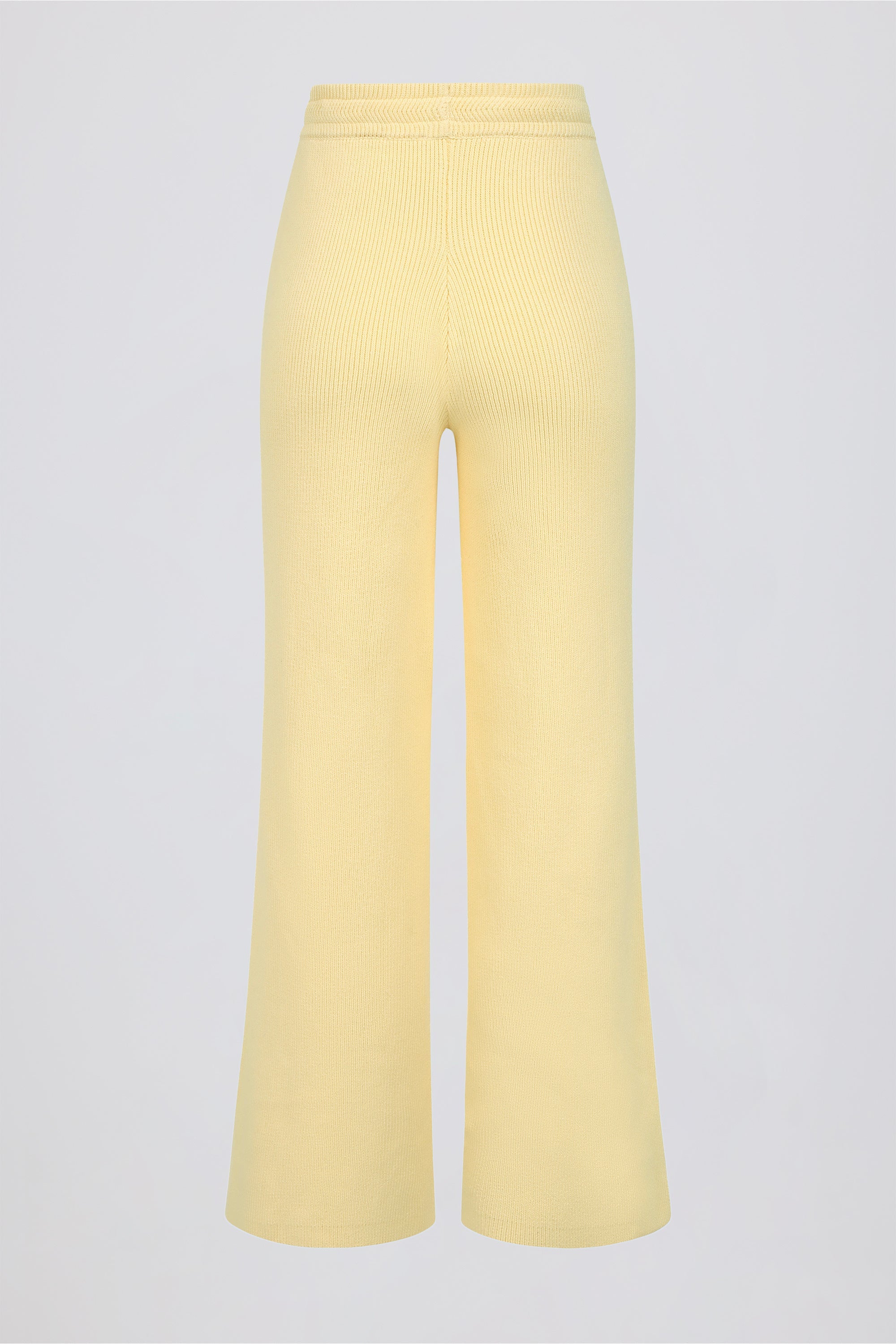 Ribbed Knit Wide-Leg Joggers in Lemon - 2