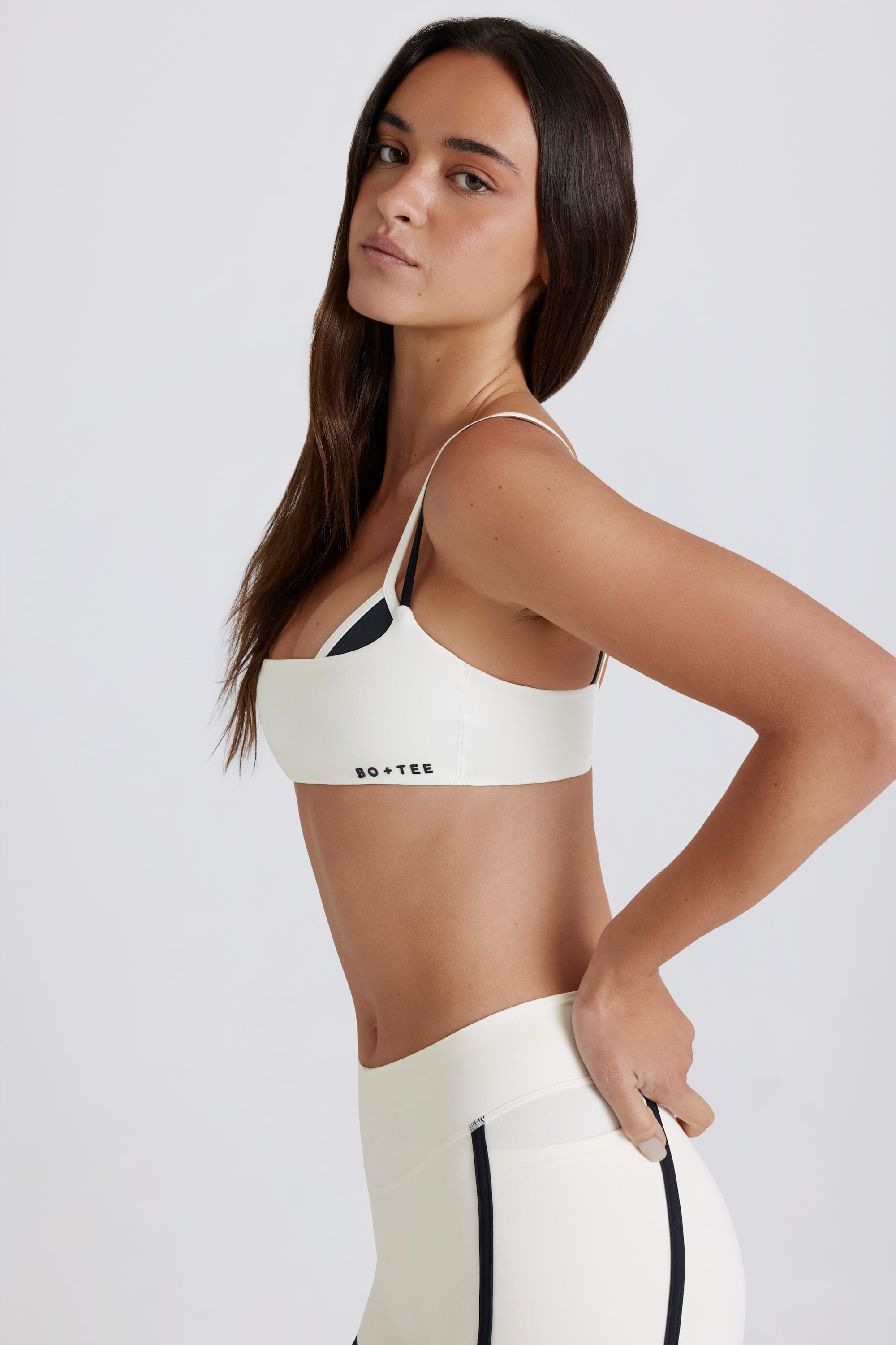 Soft Active Twist-Back Layered Sports Bra in Marshmallow
