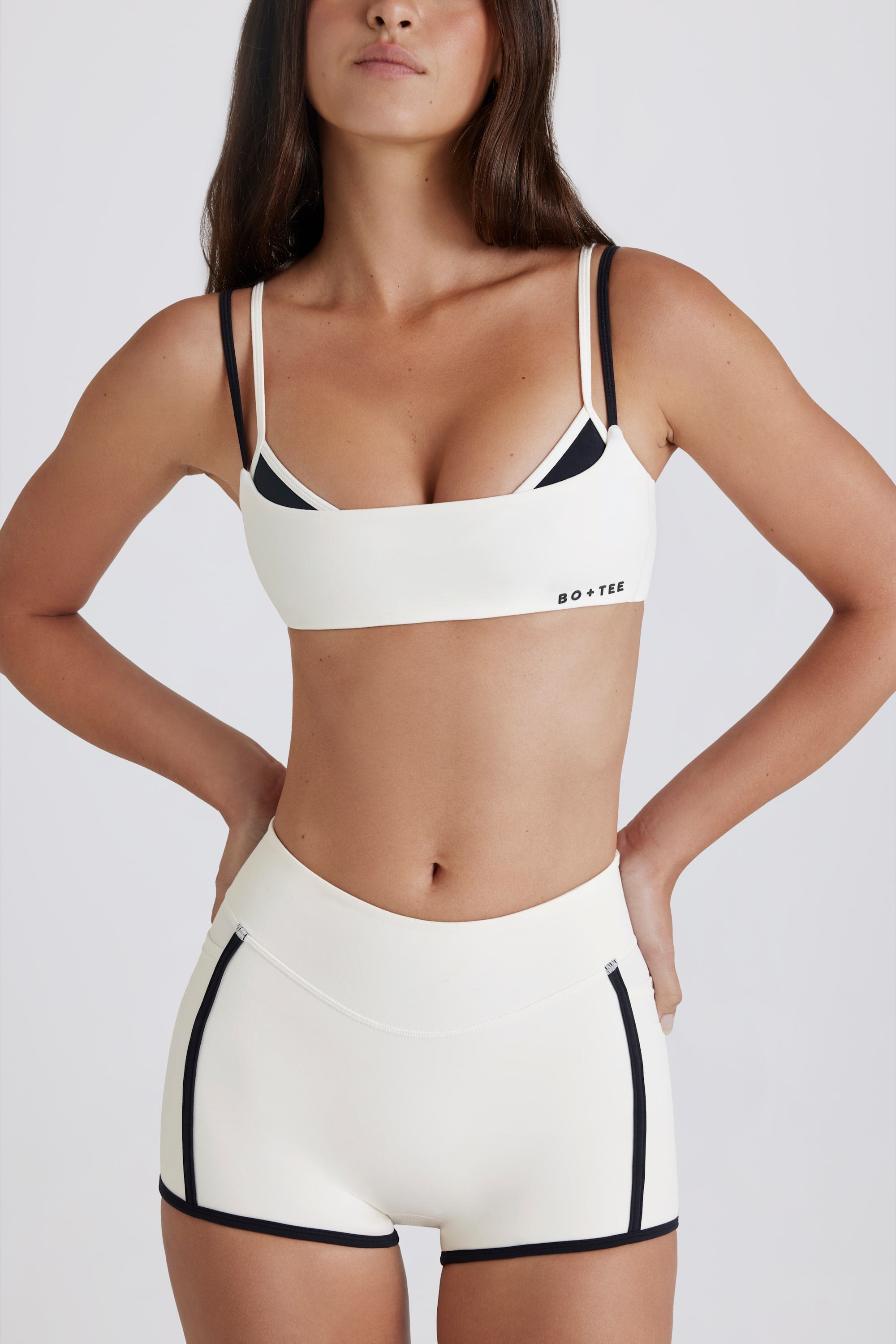 Soft Active Twist-Back Layered Sports Bra in Marshmallow