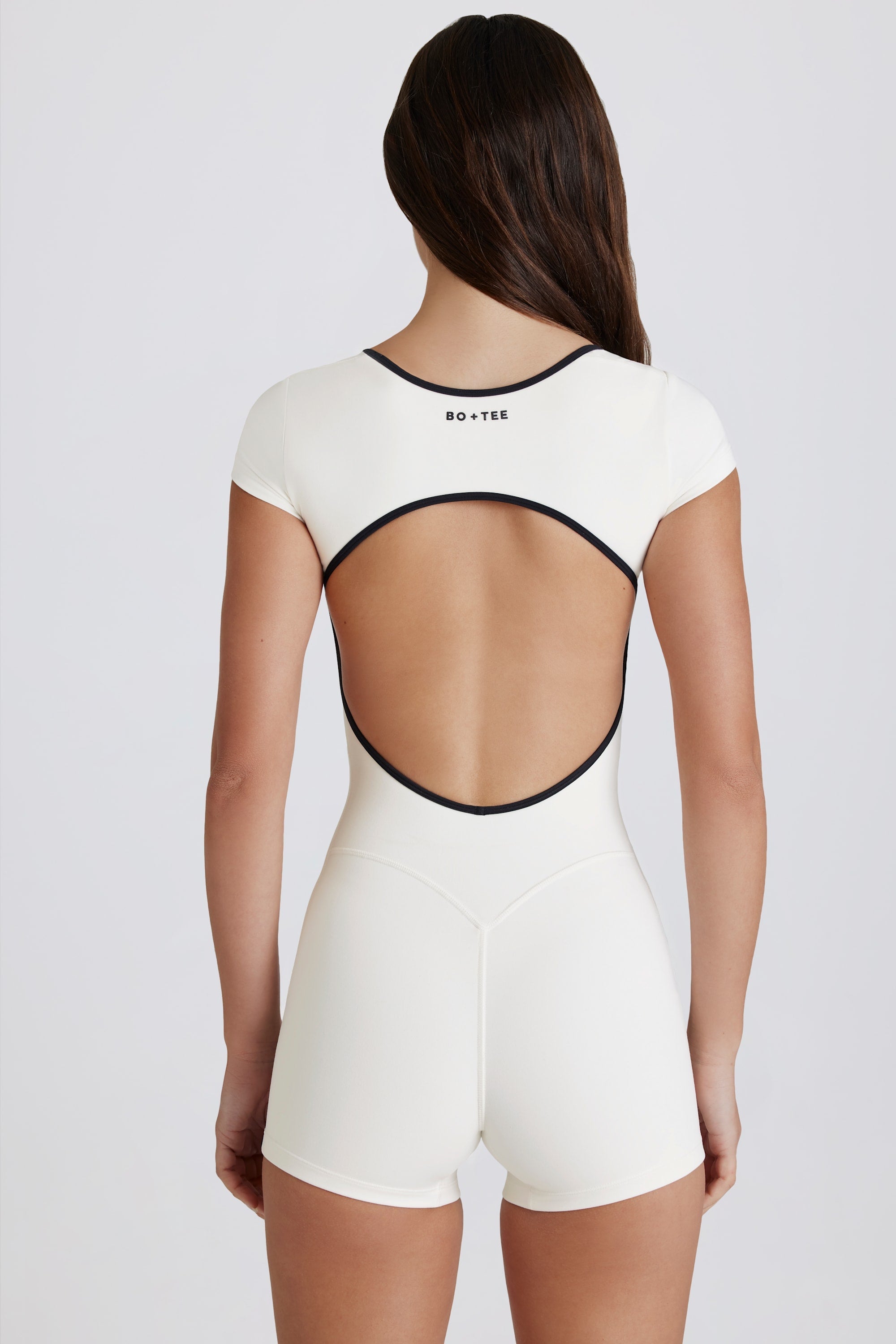 Soft Active Open-Back Unitard in Marshmallow - 2