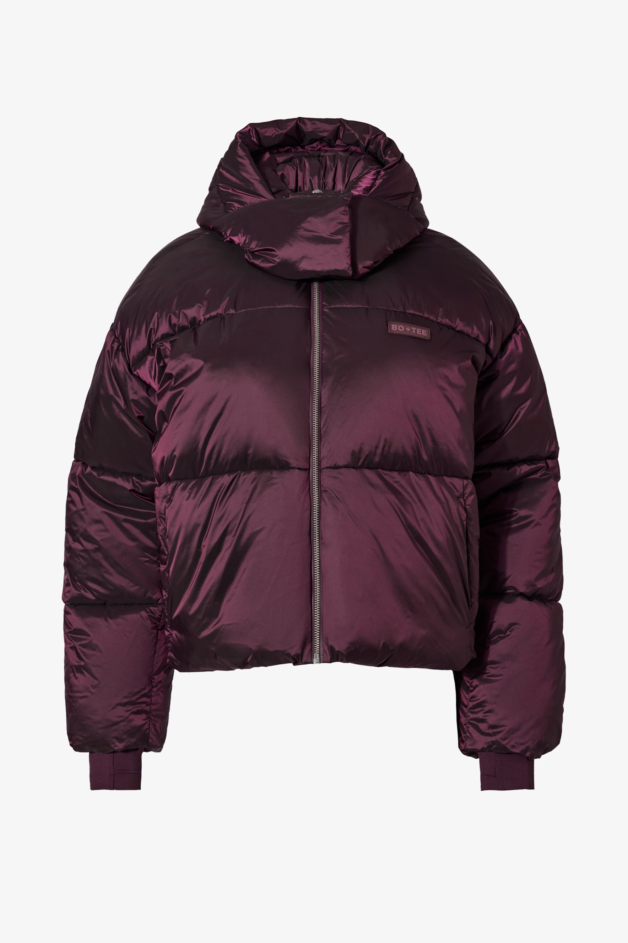 Waterproof Cropped Oversized Ski Jacket in Burgundy - 1