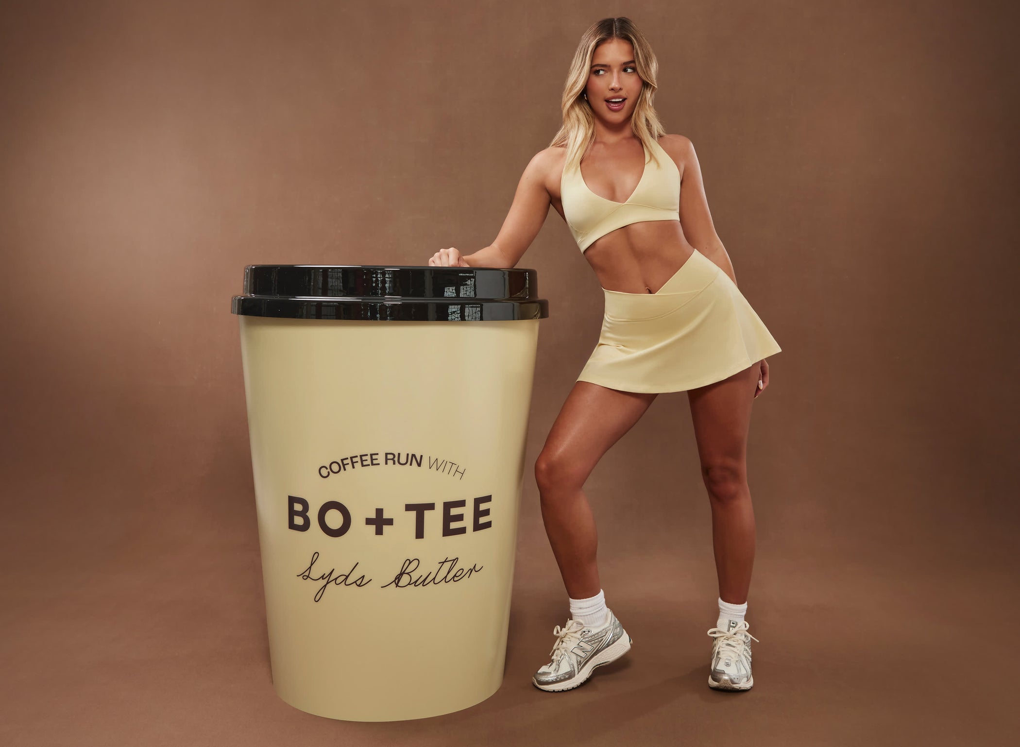 Brushed Jersey V-Neck Sports Bra in Lemon Marl - 1