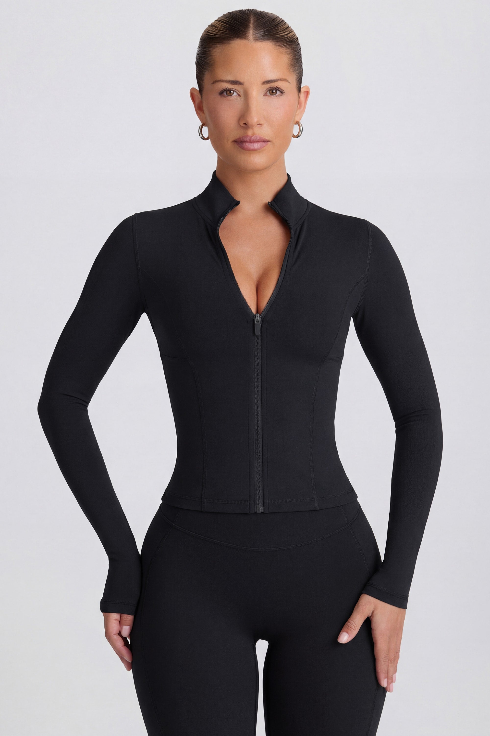 Soft Active Zip-Up Jacket in Black - 1