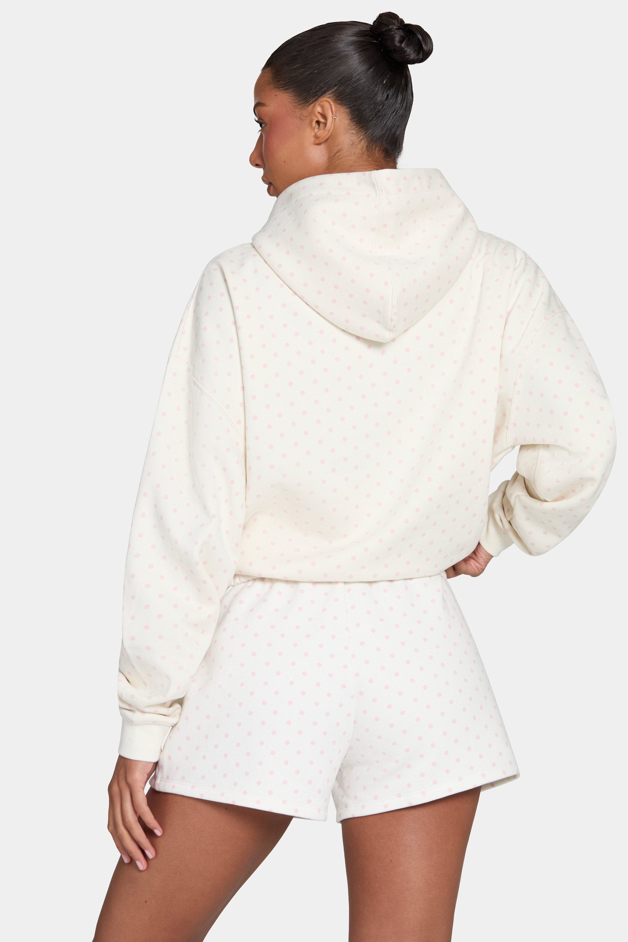 Oversized Applique Hoodie in Ivory Polka Dot - 2
