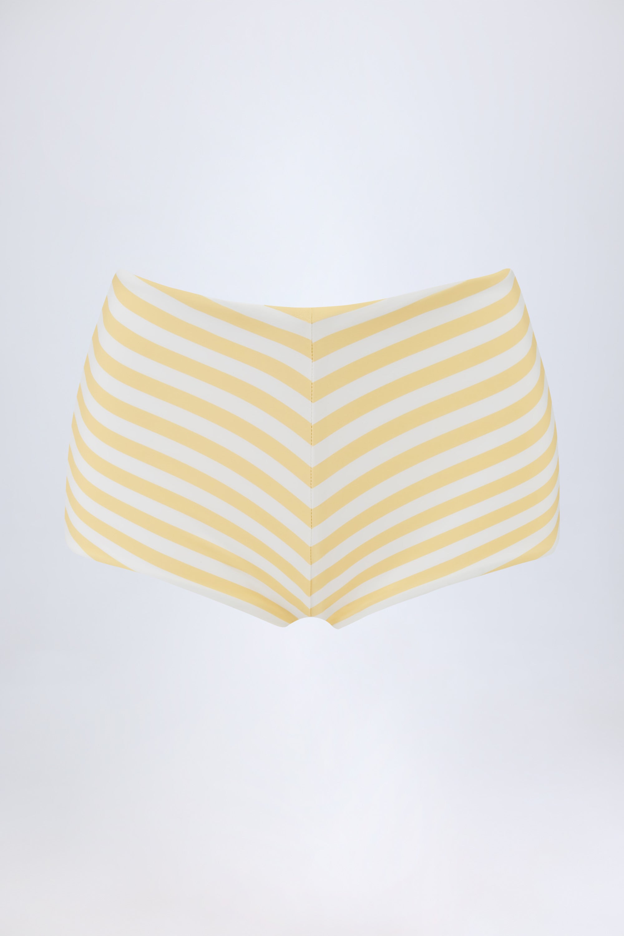 Mid-Rise Hot Pants in Lemon Yellow Stripe - 2
