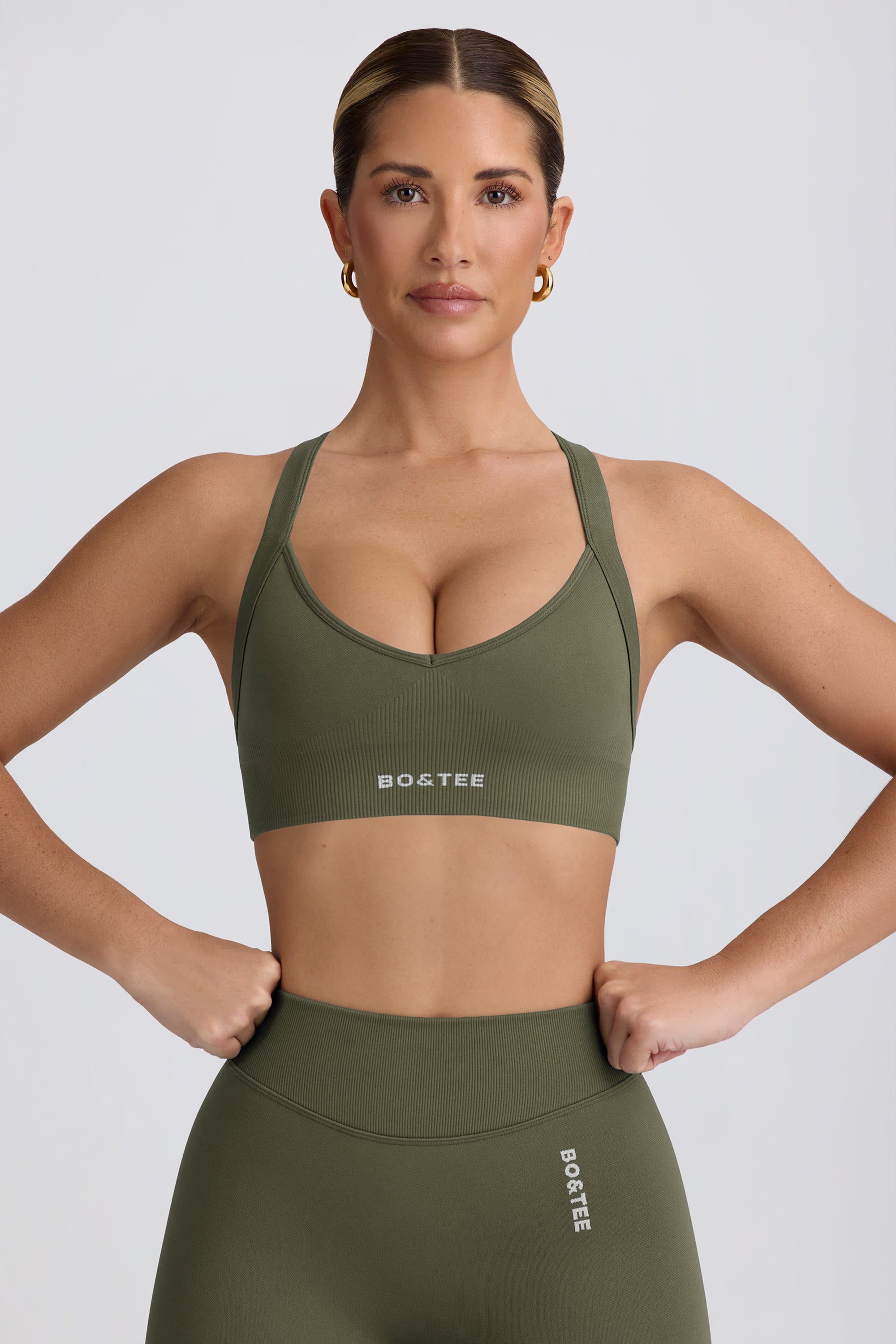 Super Sculpt Seamless Cross-Back Sports Bra in Light Green - 1