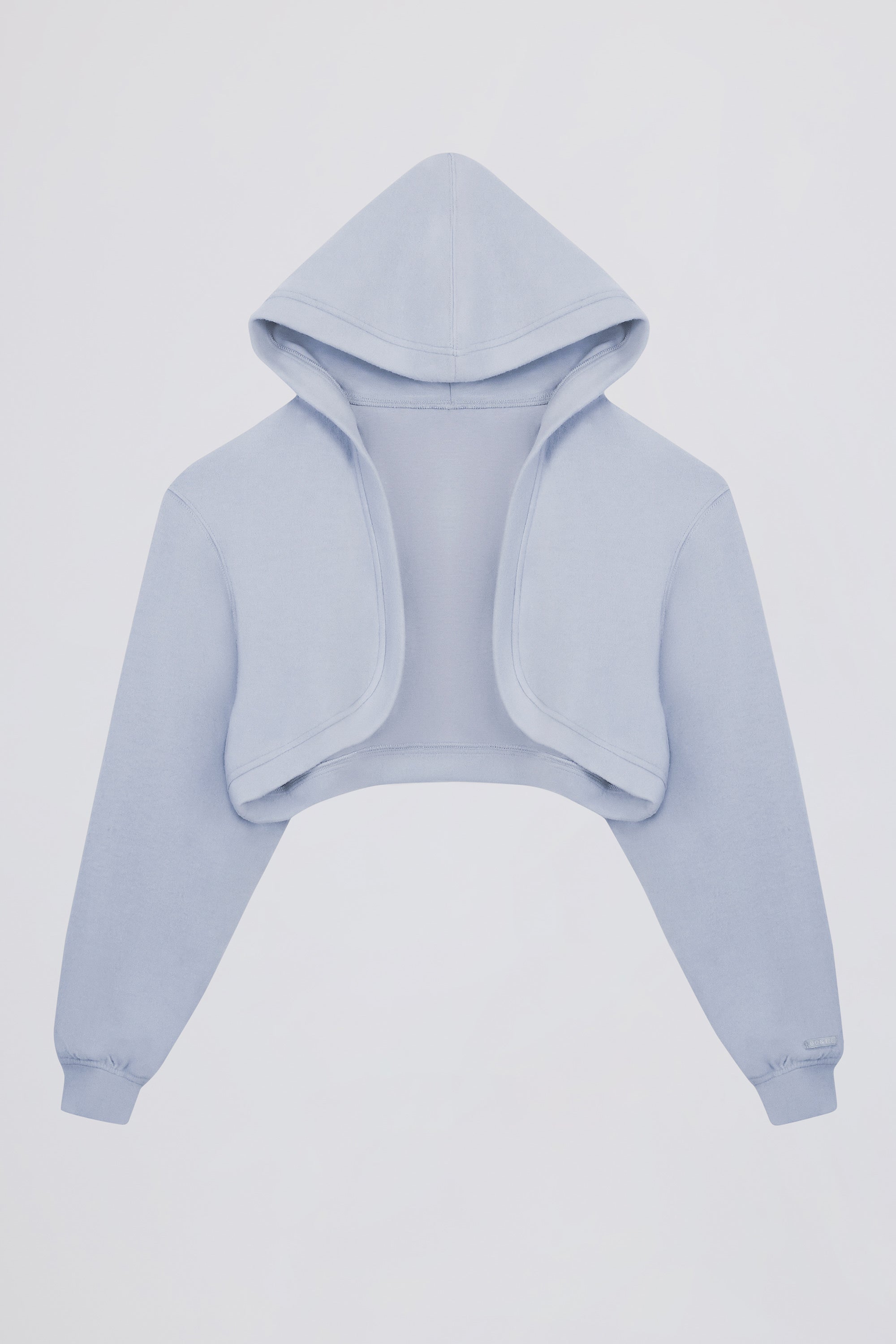 Brushed Jersey Hooded Cropped Shrug in Soft Blue - 2