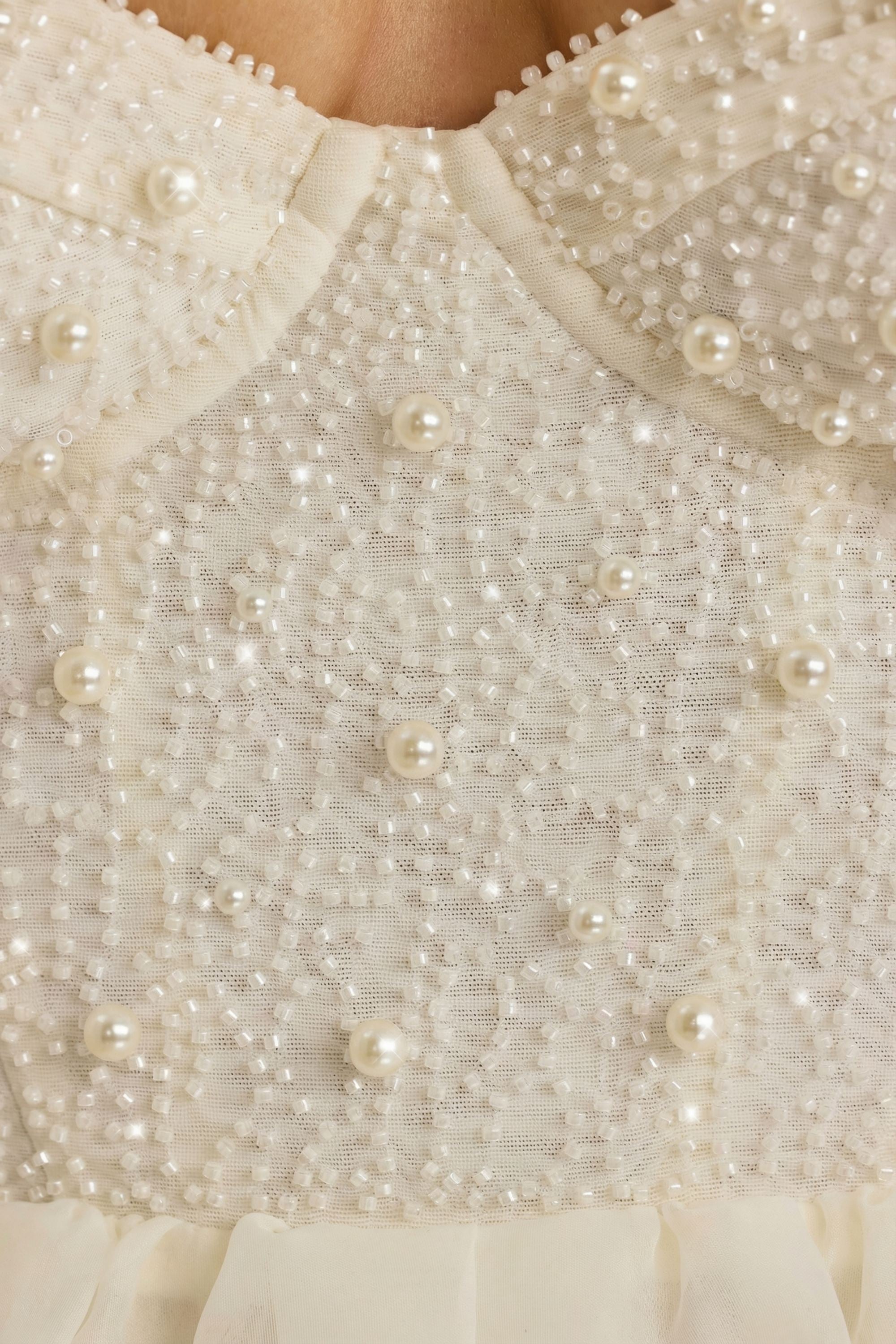 Embellished Corset Gown in White