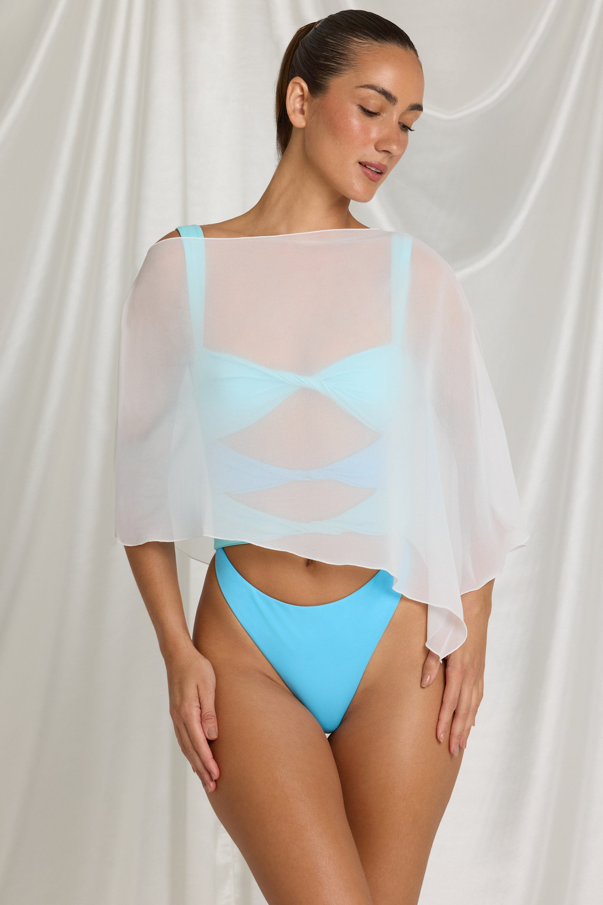 Sheer Poncho in White