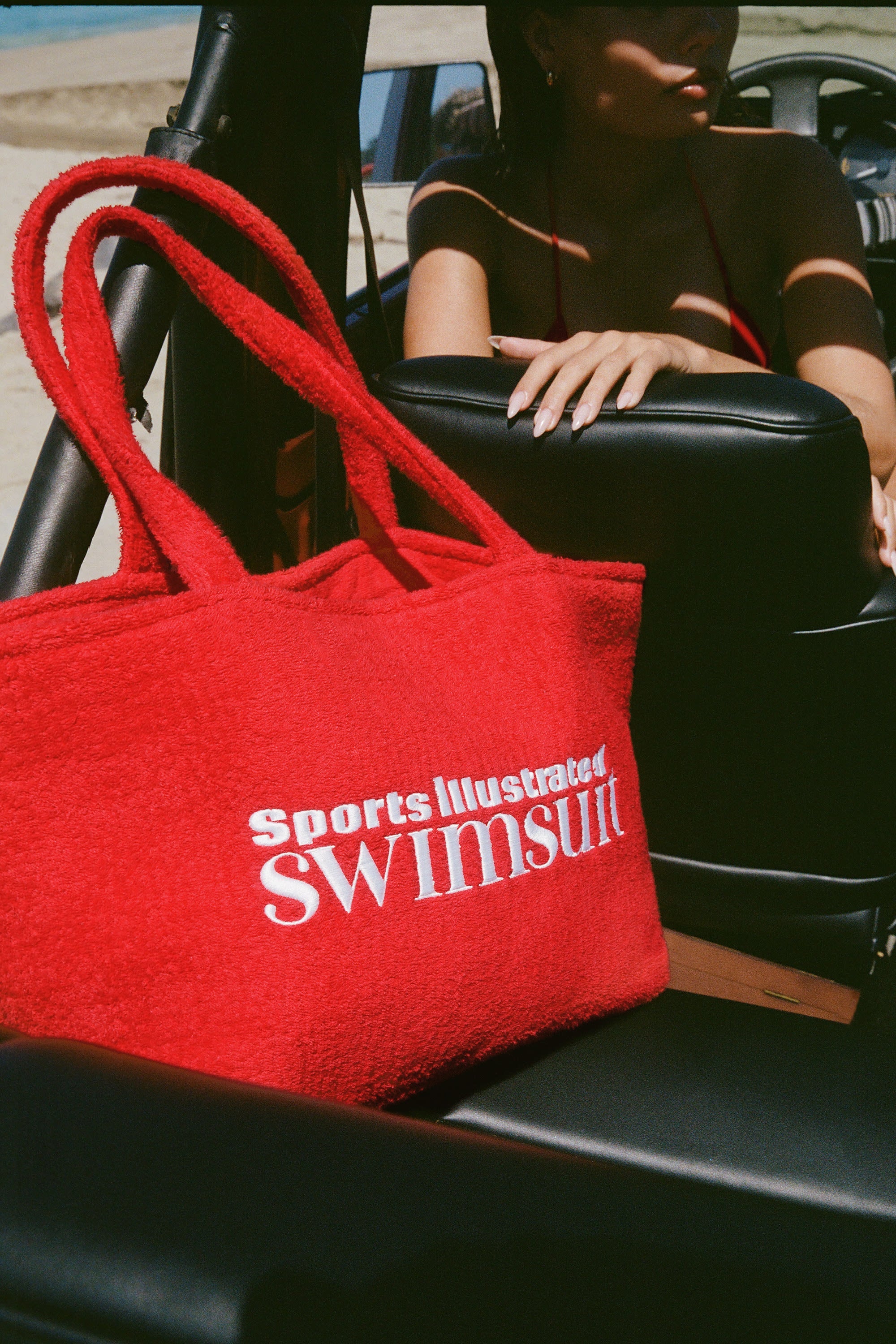 Towelling Tote Bag in Fiery Red - 1